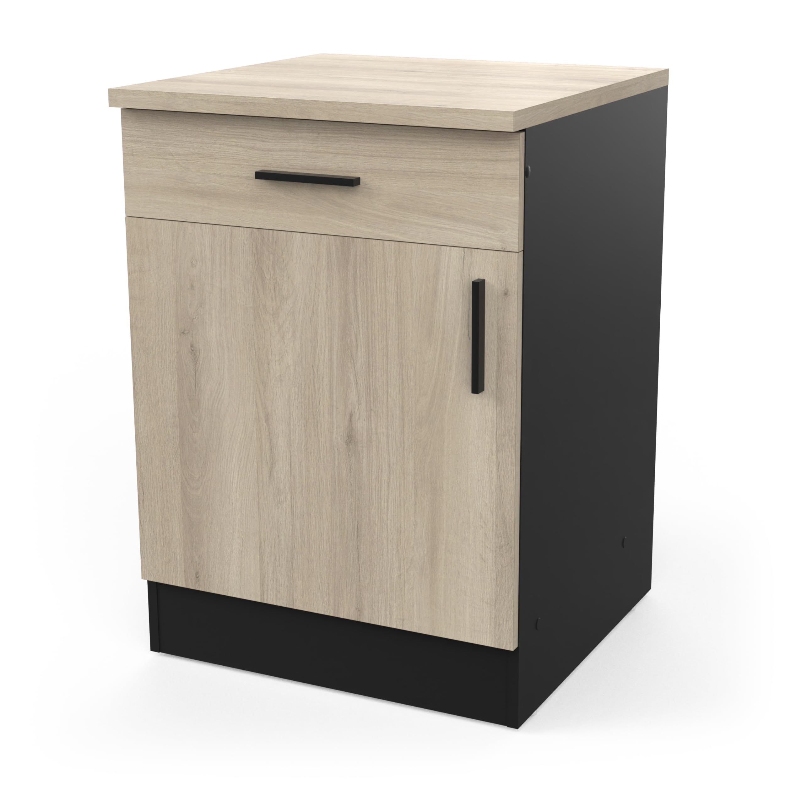 Meuble Bas Cuisine Avec Plan de Travail, 1 Porte & 1 Tiroir - ORIGAN - Fabriqué en France - L 40 x P 60 x H 85