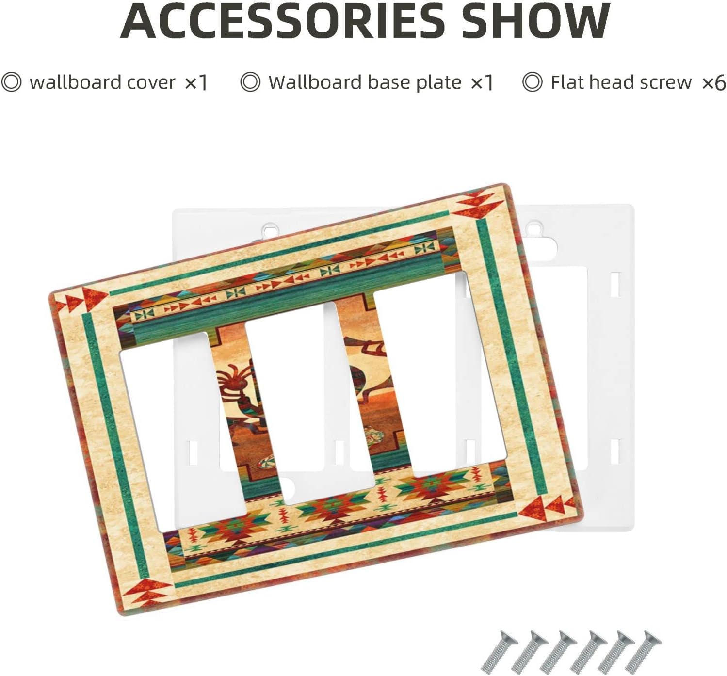 Native American African Afro 3 Gang Rocker Light Switch Plate Triple Decora Outlet Wall Cover Faceplate Decorative Wallplate for Bathroom Home Living Room Bedroom Decorate 6.57 X 4.65 In