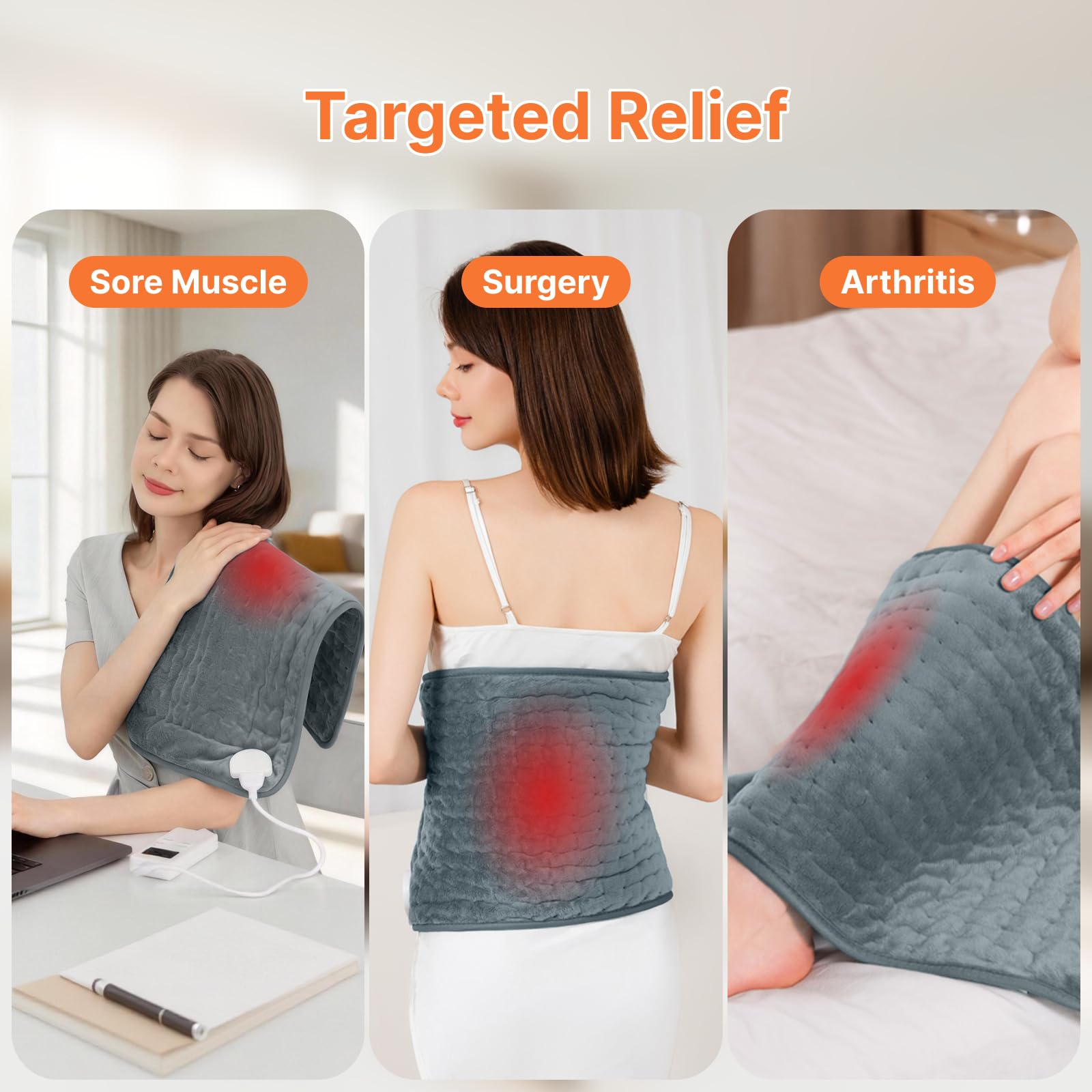 Almohadilla térmica para calambres de espalda y período, almohadilla térmica eléctrica portátil para cuello, hombros y espalda con apagado automático, regalos de cumpleaños de Navidad para mujeres