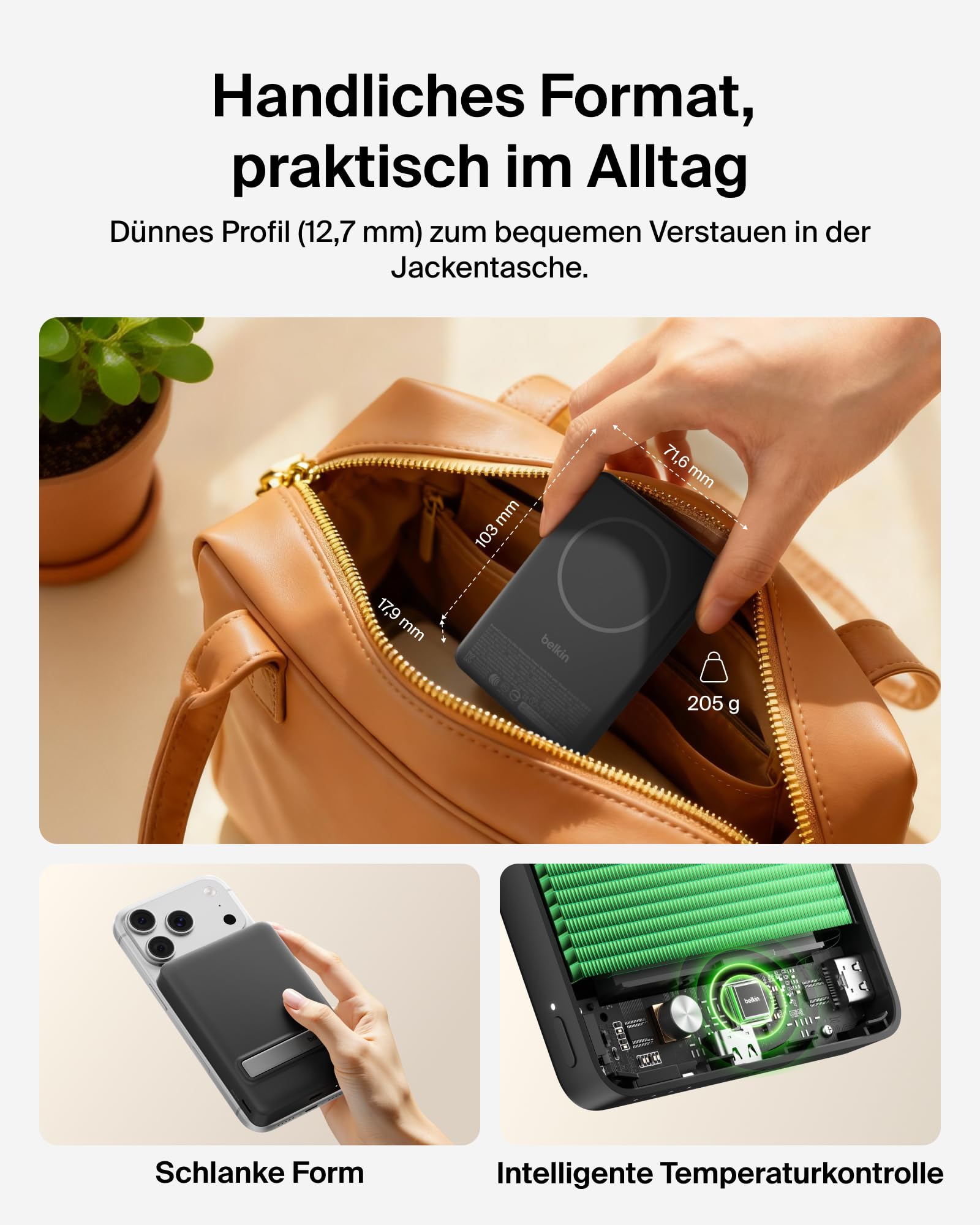Belkin BoostCharge 10000mAh Magnetische Power Bank mit Ständer – Schwarz