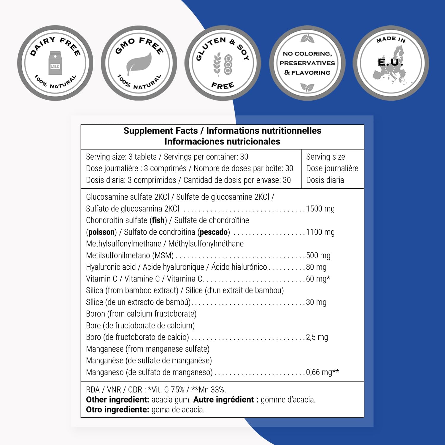 Supersmart - Joint Support Formula - with Glucosamine, Chondroitin, Hyaluronic Acid & MSM | Non-GMO & Gluten Free - 90 Tablets
