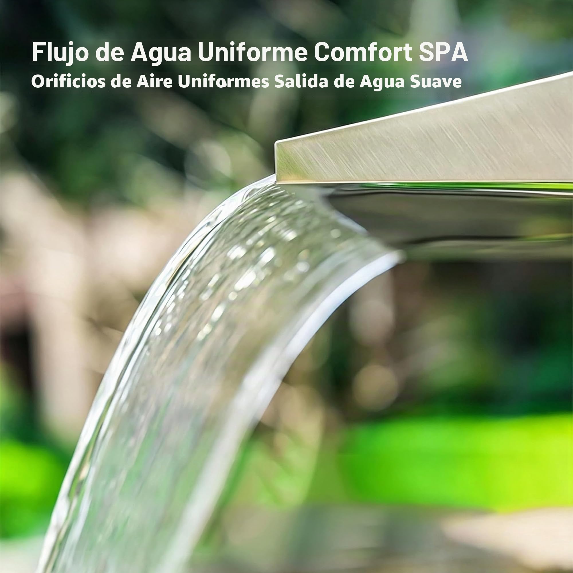 Fuente de Cascada para Piscina de Acero Inoxidable con Gancho y Rosca Hembra G1 – Ideal para Piscinas, Jardines y paisajes