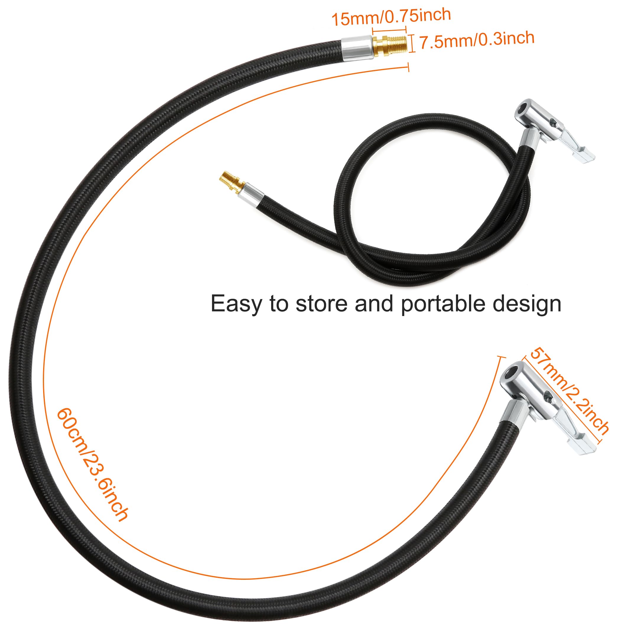 Tubo Flessibile Per Pompa Pneumatici 40 Cm - Adattatore Per Auto, Bici E Moto - Foto 12