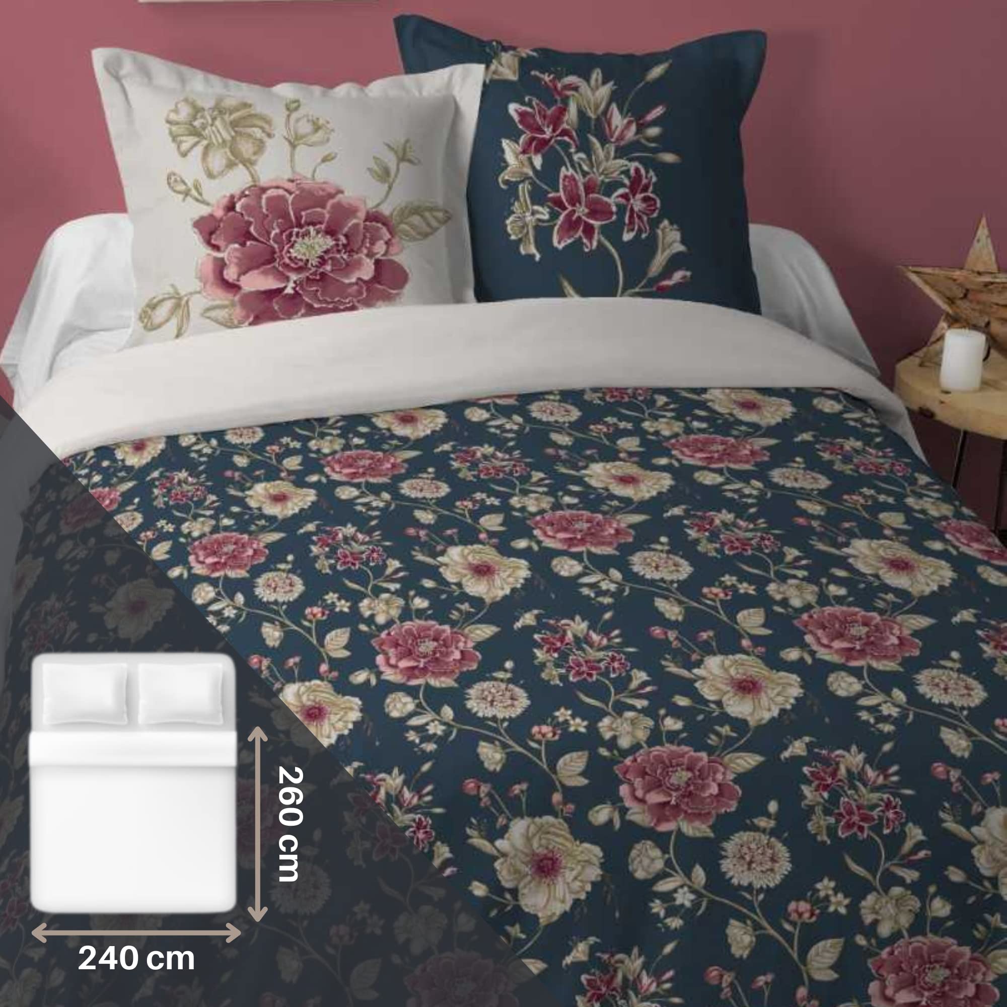Juego De Funda Nórdica + 2 Fundas De Almohada Lovely Casa (260x240 Cm) - Color Gris