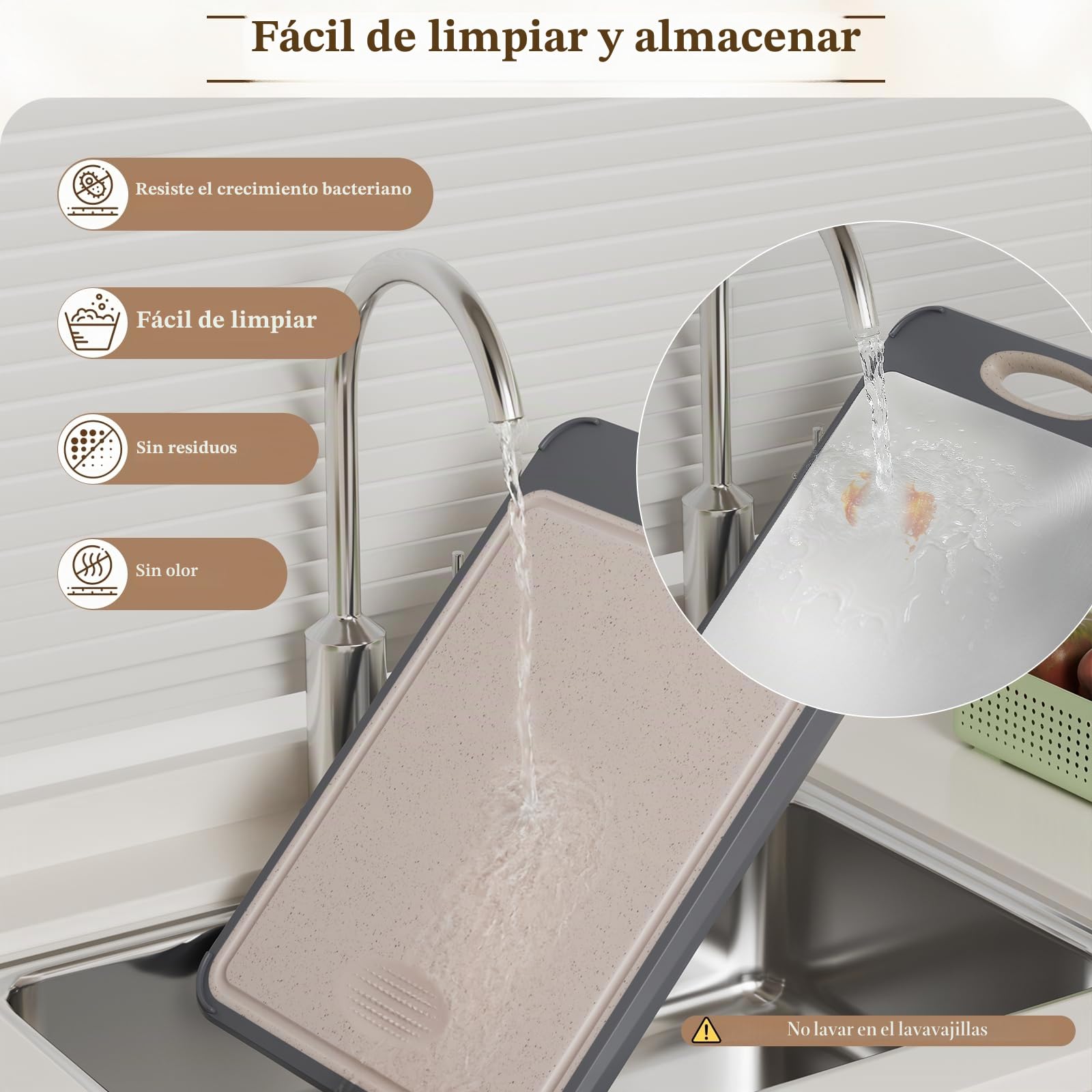 Gunci Tabla de cortar acero inoxidable doble cara para carne/verduras, fácil de limpiar, grande 40,6 x