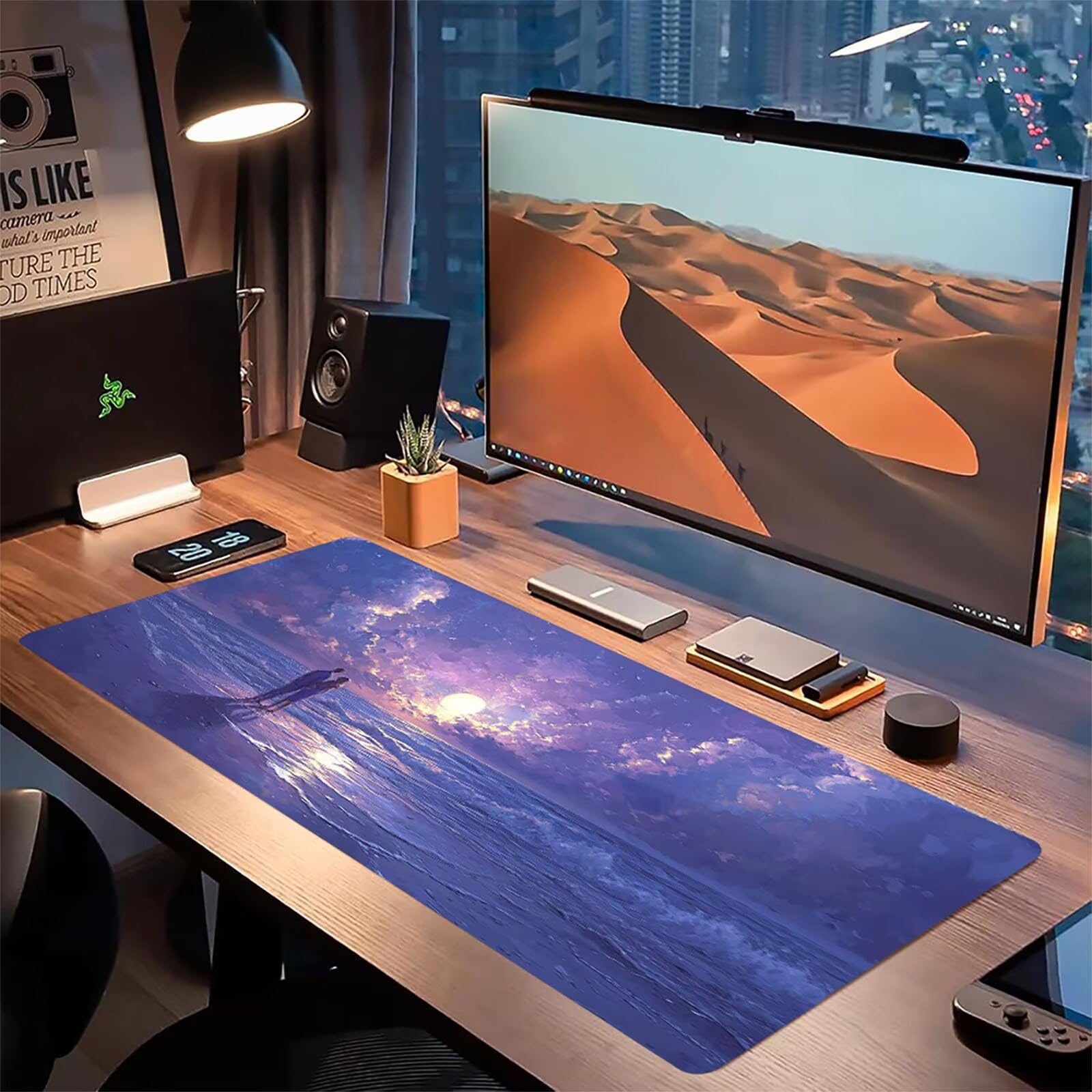 Podkładka pod mysz nocną, podkładka pod mysz do gier XXL 1200 x 600 x 5 mm, podkładka na biurko dla graczy, bardzo duża bezszwowa mata na stół dla graczy, antypoślizgowa podstawa, wodoodporna