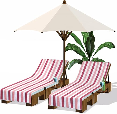 Miniatura 19 de Fumete Paquete de 2 Fundas para Sillas de Descanso 30 x 85 Pulgadas Toallas para Tumbonas de Piscina de Microfibra Toalla de Silla de Playa Portátil