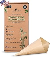 Vista 1 de rebEarth Conos de madera desechables – Conos resistentes al calor para charcutería, aperitivos y aperitivos – Conos de madera de pino