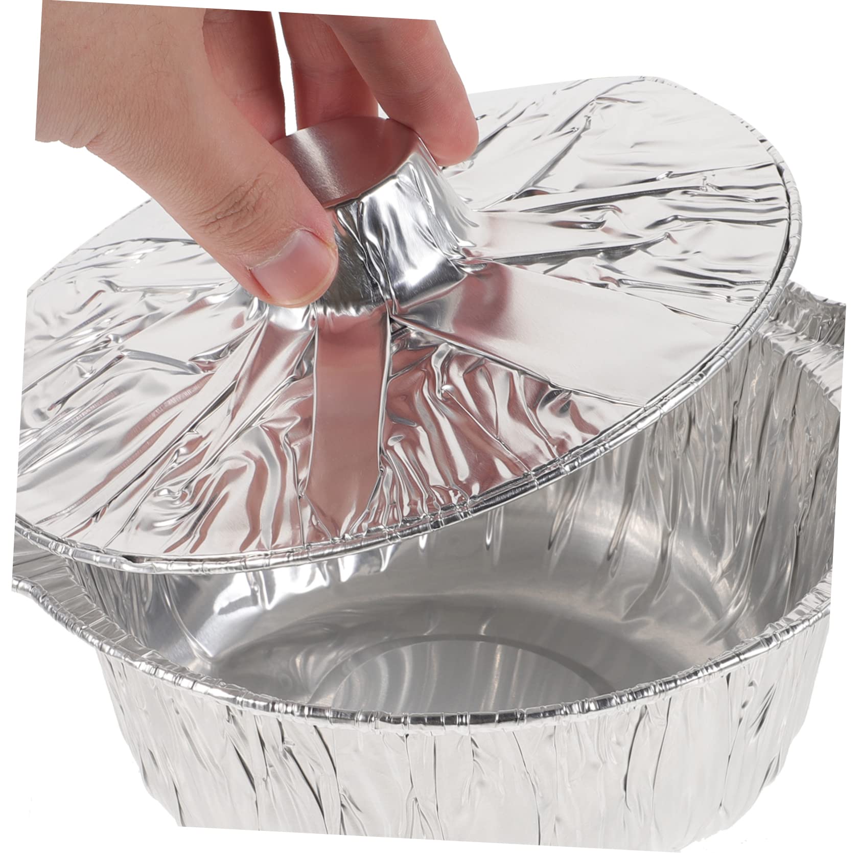 Happyyami 5Sets Portable Aluminum Foil Food Pans for Barbecue Camping and Picnics Oven Microwave Safe Capacity Convenient Cookware for Outdoor Cooking