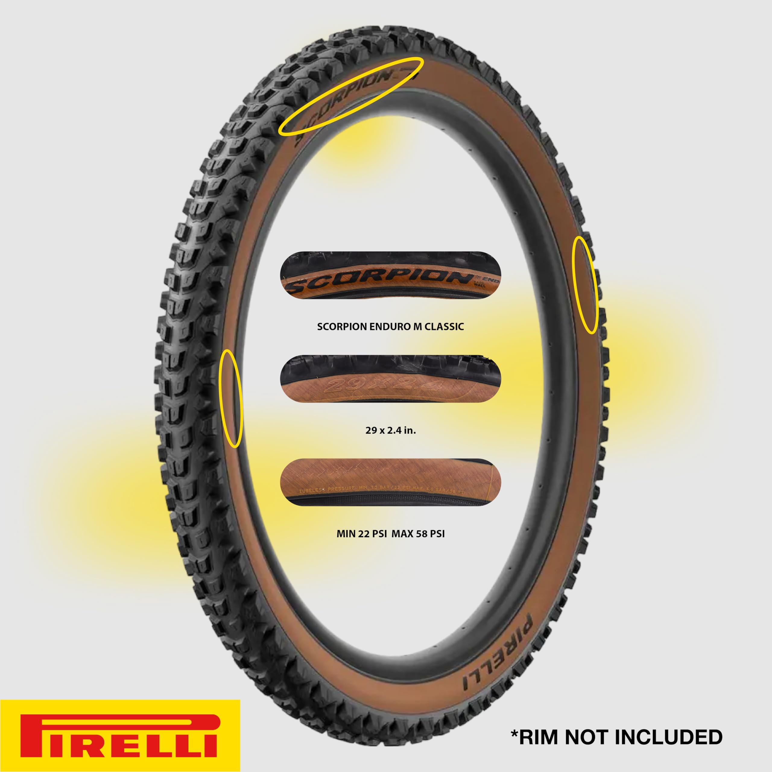 Pirelli Scorpion Enduro M HardWall Bike Tyre, 29 x 2.4, Classic Tan Wall, 29x2.4 - Image 4