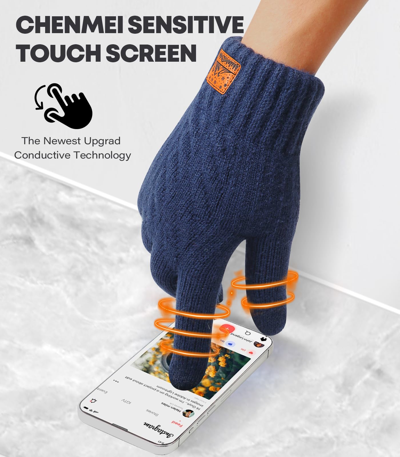 CHENMEI Guantes Táctiles para Mujer y Hombre - Guantes Térmicos de Lana, con Forro Polar Suave,Lana de Alpaca Cálidos y Engrosados, Regalo Ideal para Hombres y Mujeres