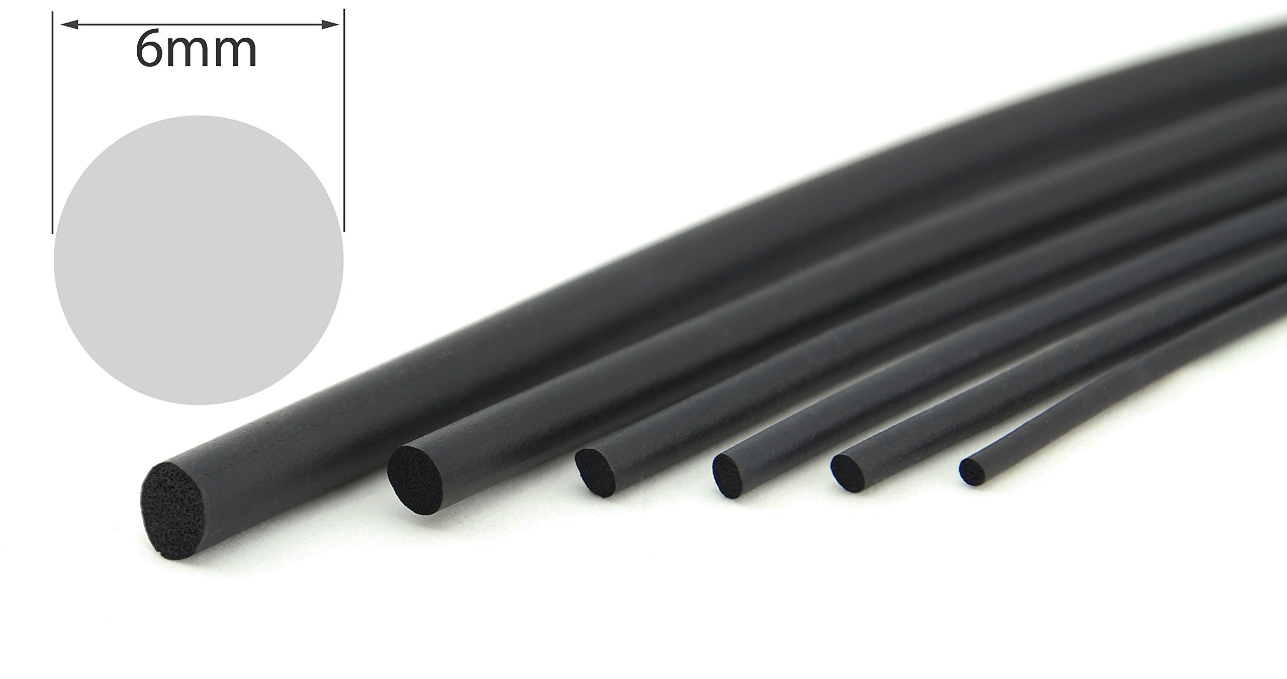 SMI-Rundschnur RS6 Durchmesser 6mm EPDM Moosgummi Schwarz optimal als Dichtung und zum Füllen Dichtschnur, Gummischnur, Fugenband, Fugendichtung (100 m)