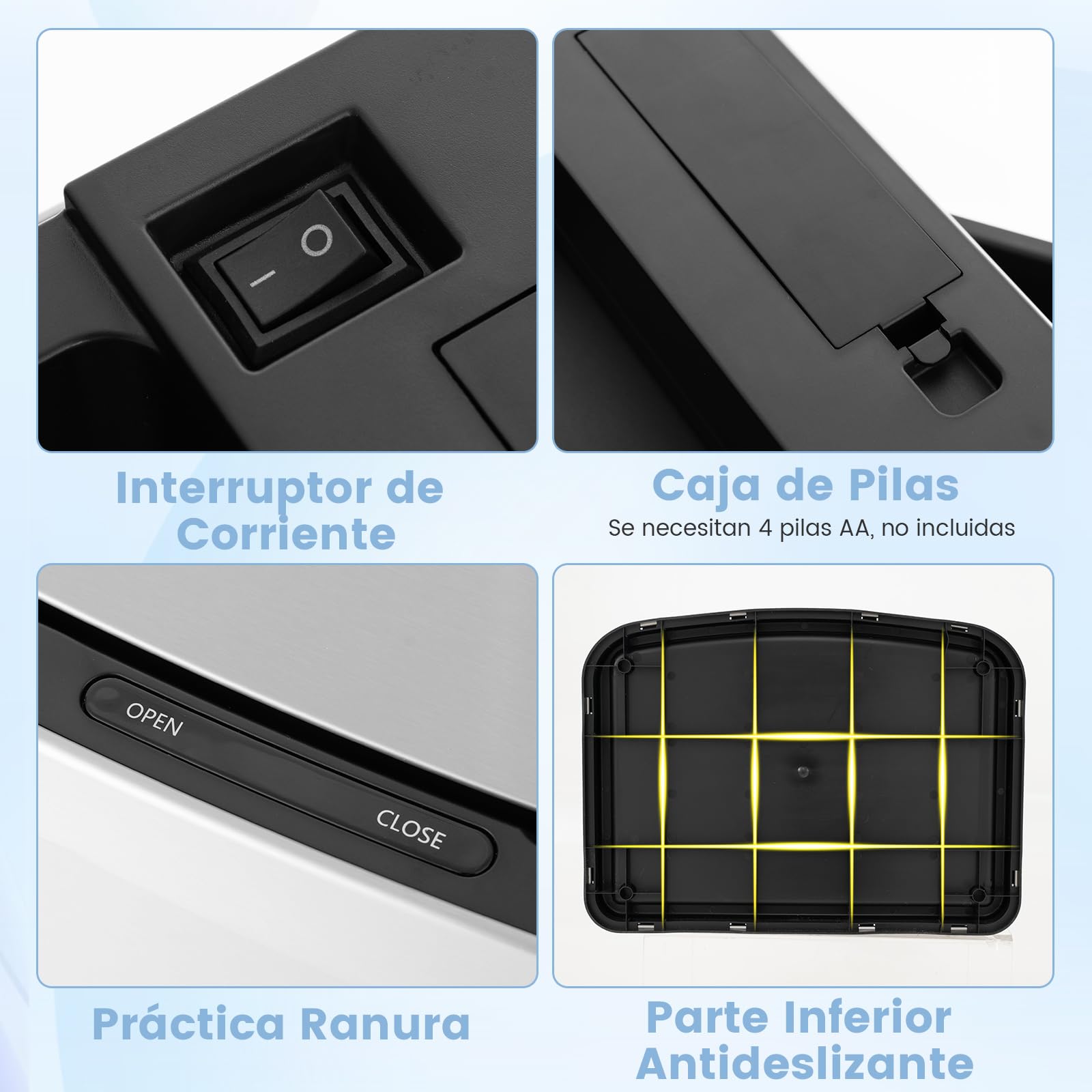 COSTWAY Cubo de Basura Cocina de 50L, Papelera Cocina Rectangular con Sensor de Movimiento Infrarrojo con Tapa de Cierre Suave, Cubo de Basura Automático para Cocina, Baño, Oficina, 39 x 29,5 x 82 cm