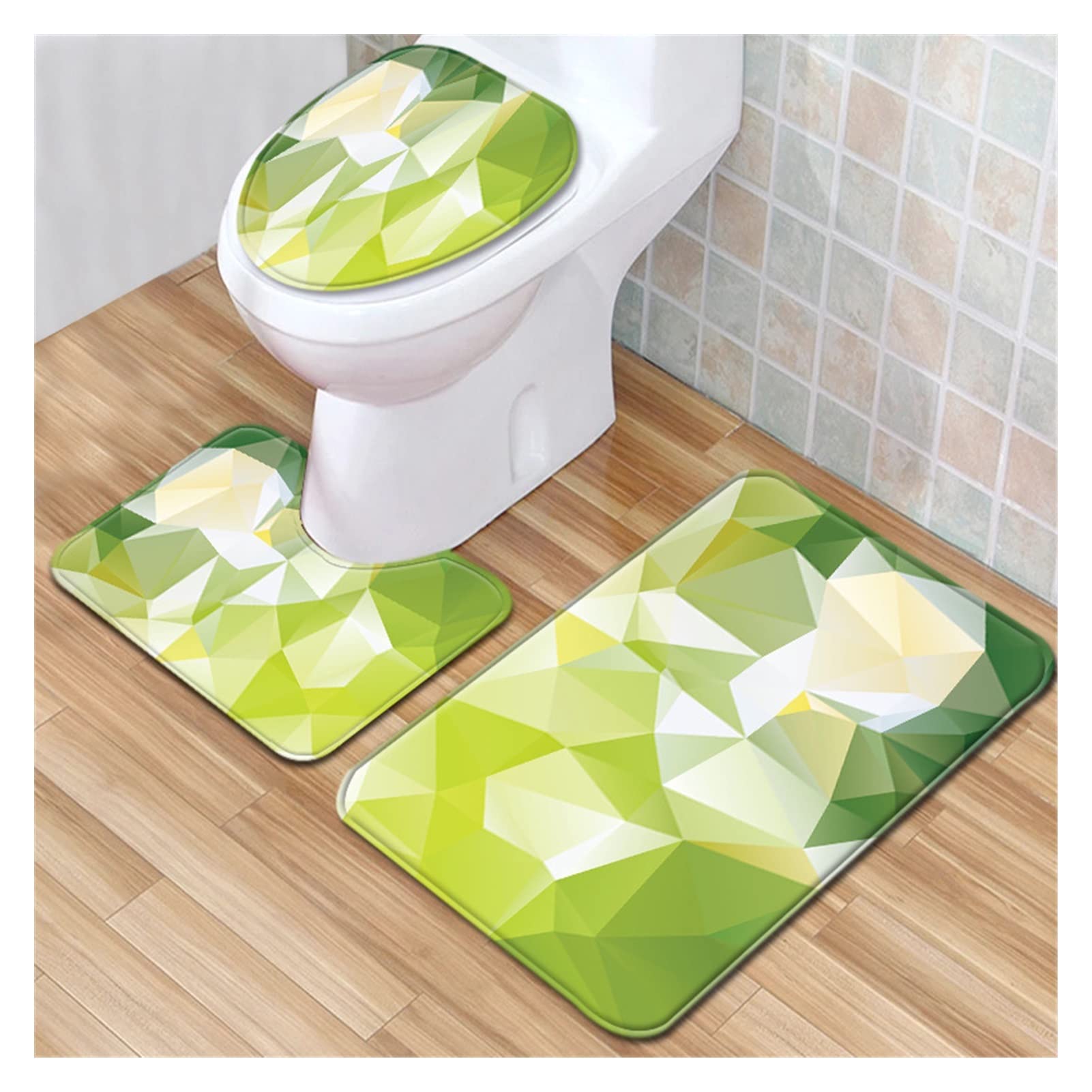 Tapetes de baño para baño Colorido patrón geométrico a rayas alfombra de baño alfombra de baño alfombra de baño antideslizante juego de alfombrillas de baño inodoro de tres piezas