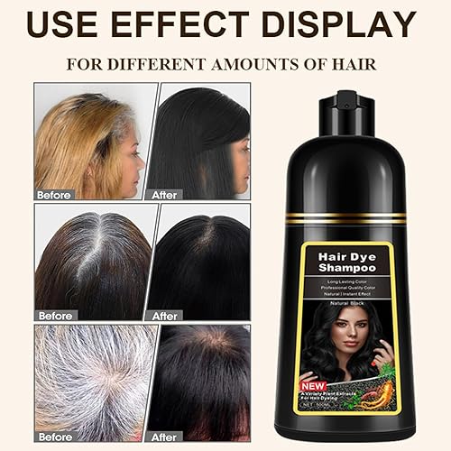 Miniatura 7 de Luxecolors Champú de tinte para el cabello para cobertura de canas 3 en 1 champú de color natural 16.9 fl oz para mujeres y hombres (negro)