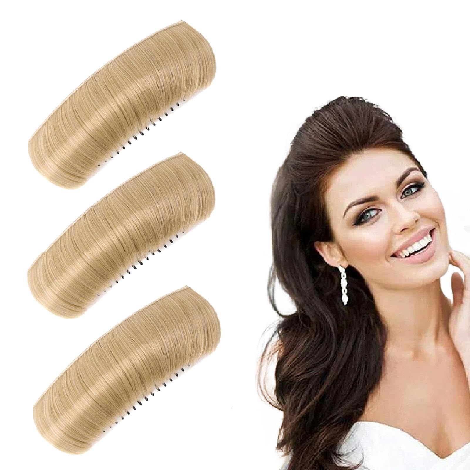 Invisible Fluffys Hair Pads, 3 Invisible False Hair Clips Bump It Up Volume Hair Base, Natural Realistic Hair Bump Volume Insert Hair Styling Accessories, Hair Bun Donut Hair Pieces for Women