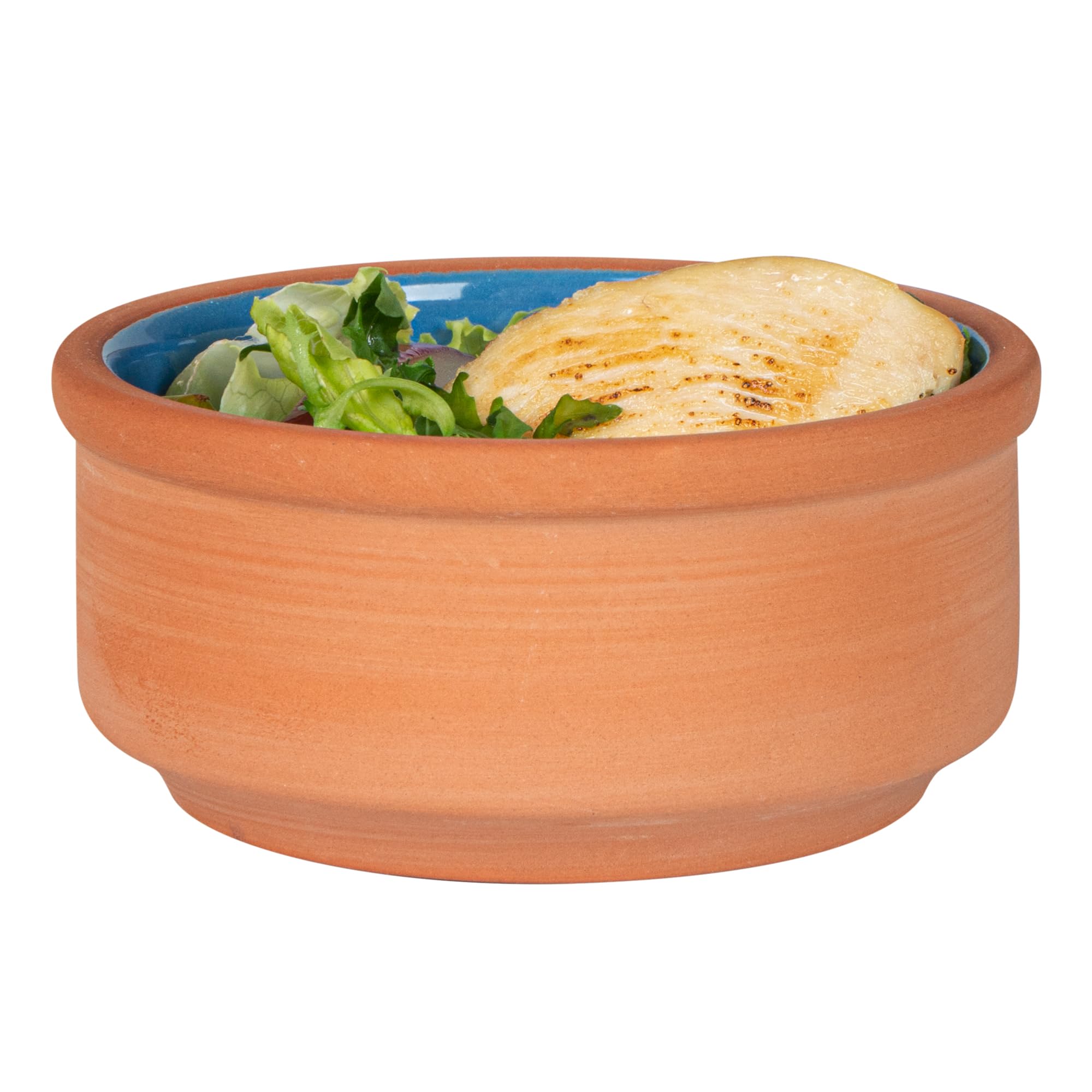 Restaurantware -Terra Tek - Cazuelas in terracotta, 76,5 g, 10 pentole in argilla smaltata blu per cucinare, pronte per il forno, microonde, pentole in terracotta, lavabili in lavastoviglie, per