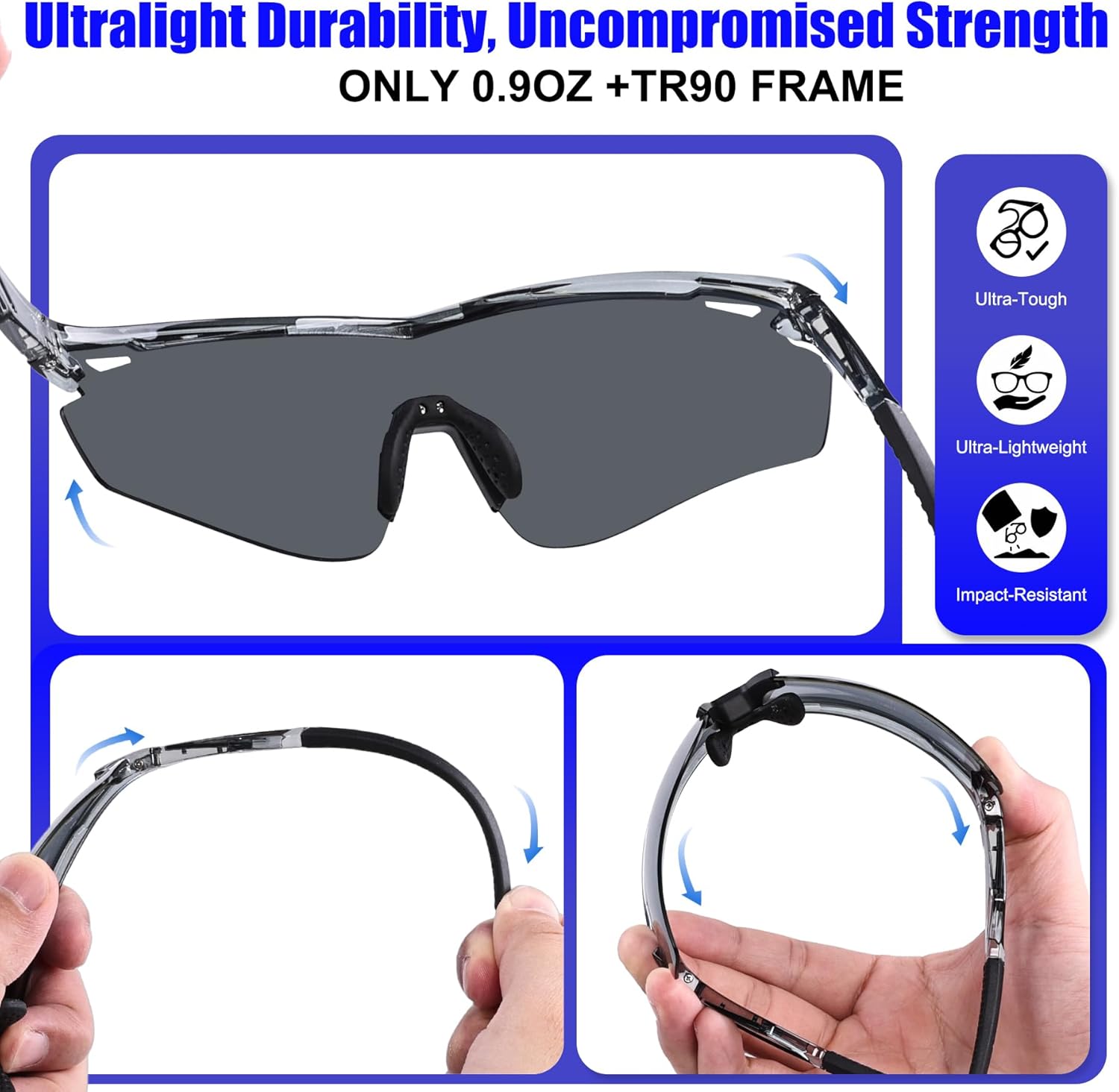 Polarized Sports Sunglasses for Men Women,Wrap Around Sun Glasses for Running Cycling Baseball Fishing Golf Hiking - Image 6