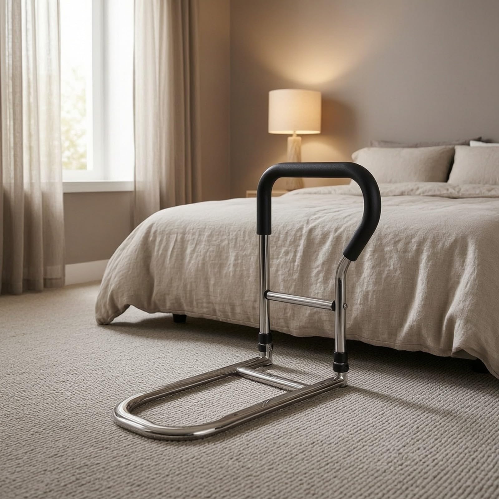 Stabil Aufstehhilfe mit Haltegriff | Montage ohne Bohren, ergonomisch, Bettgalgen mit Matratzenhalterung, für häusliche Pflege, Schlafzimmer, Senioren,