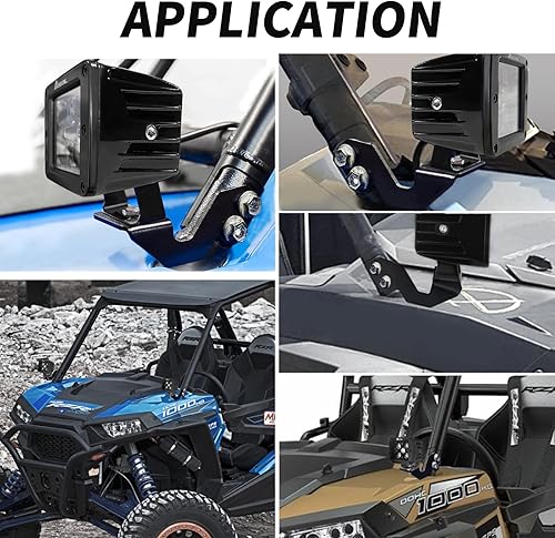 Miniatura 5 de Karsam Soporte de barra de luz LED para UTV Polaris RZR XP 900 1000 2014-2019, soporte de luz de trabajo Mental A-Pillar Pods (no para Polaris