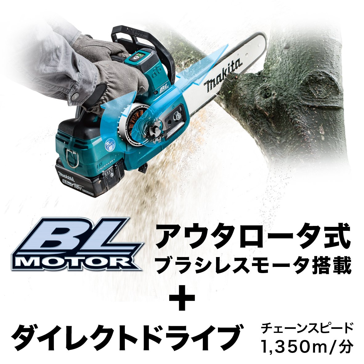Amazon | マキタ 充電式チェンソー ガイドバー200mm 青 18V バッテリ 