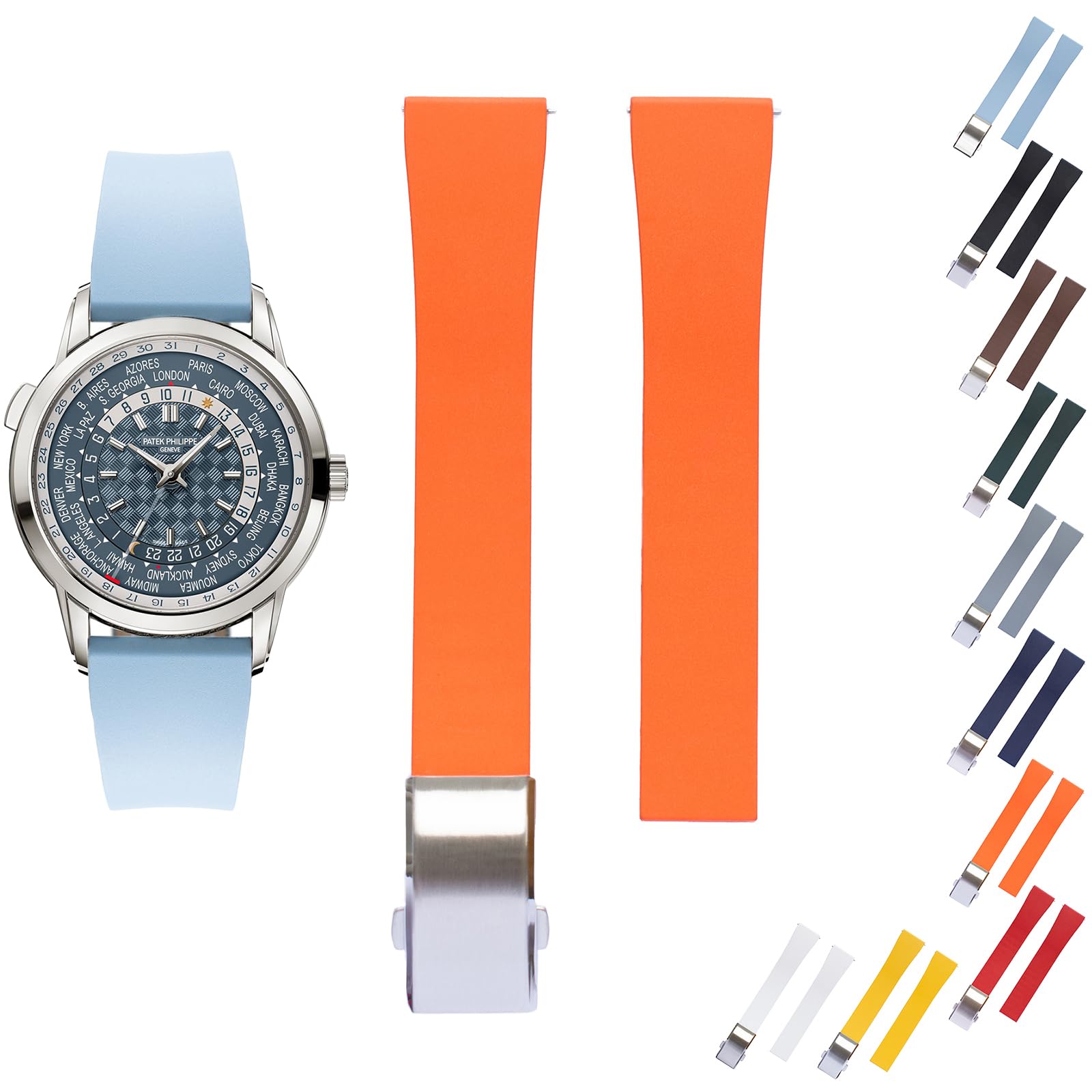 Quick Release Cut To Size Rubber Band For Patek Philippe Watches, FKM Rubber Band For Patek Philippe Calatrava Watches - Multiple Colors