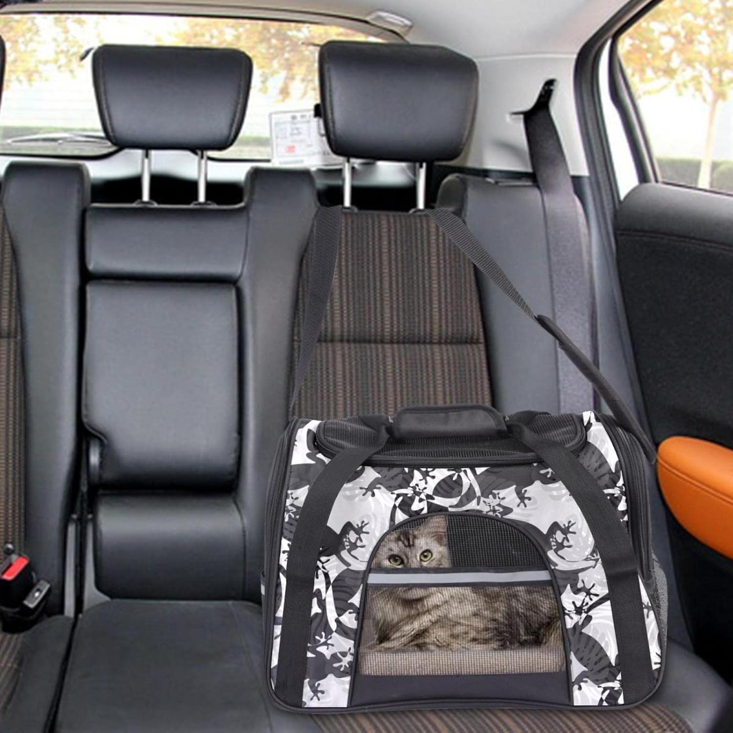 ペットキャリーバッグ ペットバッグ 小型犬 猫 手提げ キャリーバッグ お出かけ お散歩 避難グッズ,トカゲ ヤシの葉 抽象的