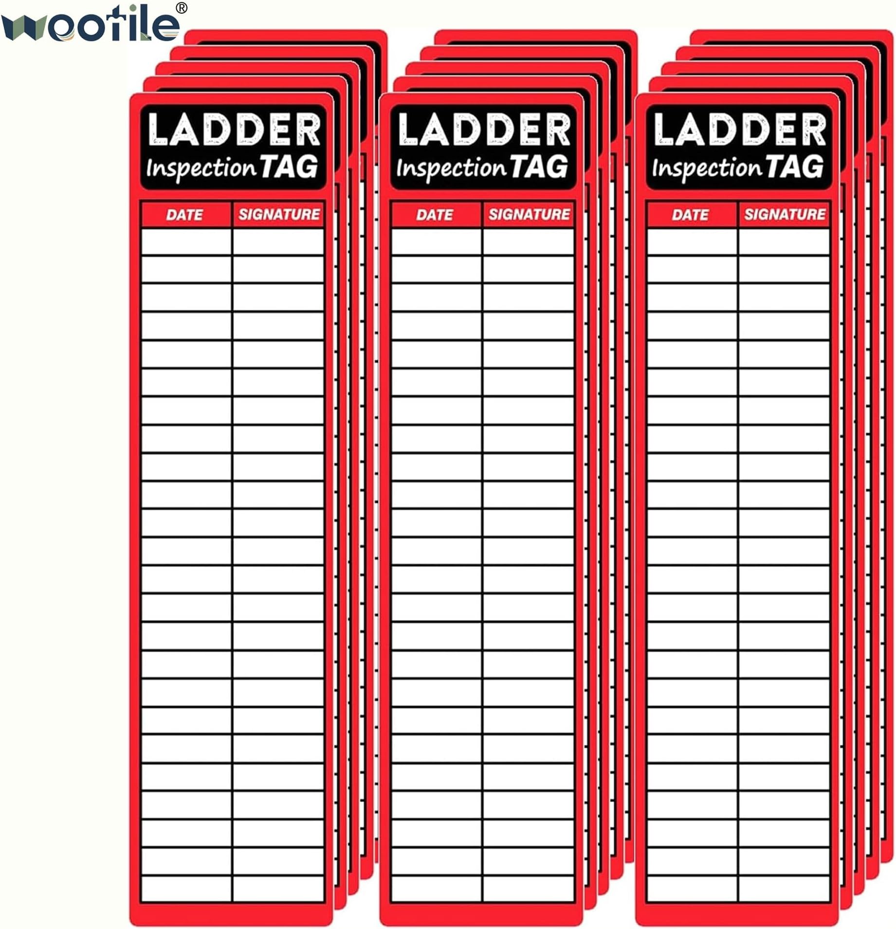 wootile Ladder Inspection Labels Safety Stickers for Ladders 8.5 x 2 Inch Red Safety Inspection Tags Stickers Vinyl Maintenance Labels Ladder Inspection Tags for Industrial 50 Pcs (8.5 x 2 Inch)