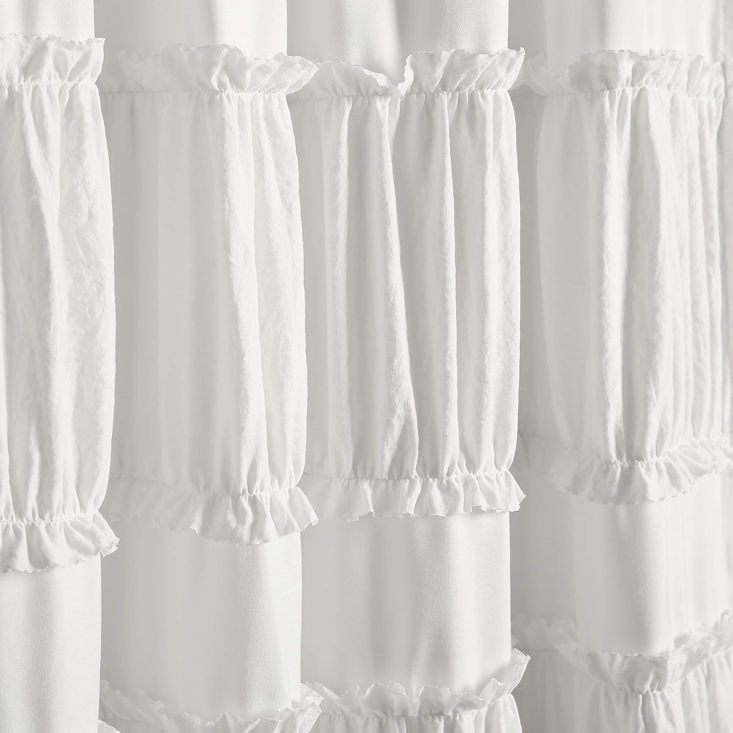 Lush Decor Nova Ruffle Window Curtain Panel Pair, 42"W x 84"L, White