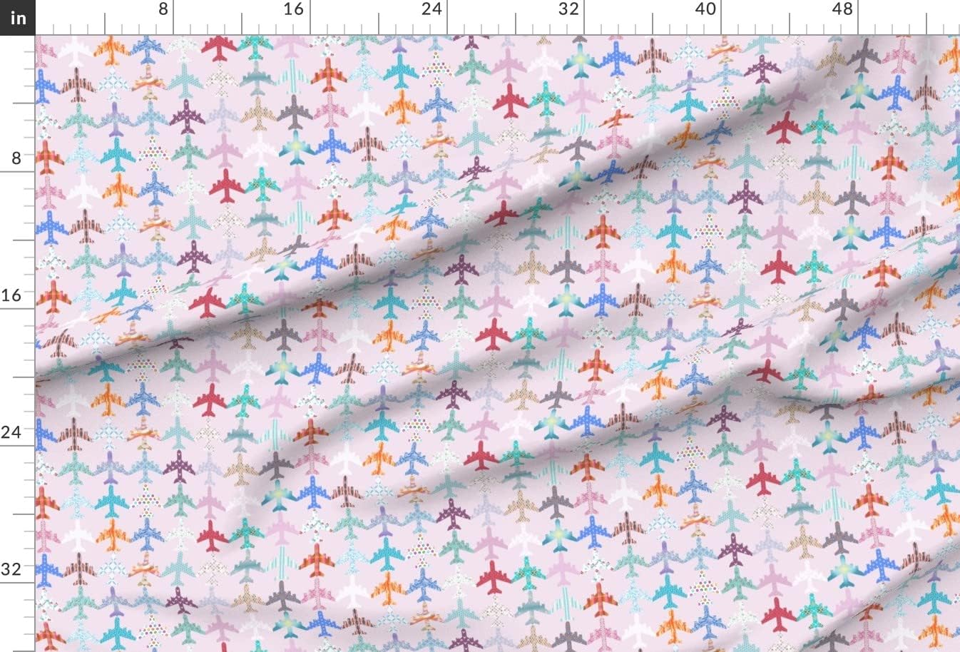 Spoonflower Fabric - Fly Pink Girl Airplane Nursery Sky Plane Printed on Upholstery Velvet Fabric Fat Quarter - Upholstery Home Decor Bottomweight Apparel