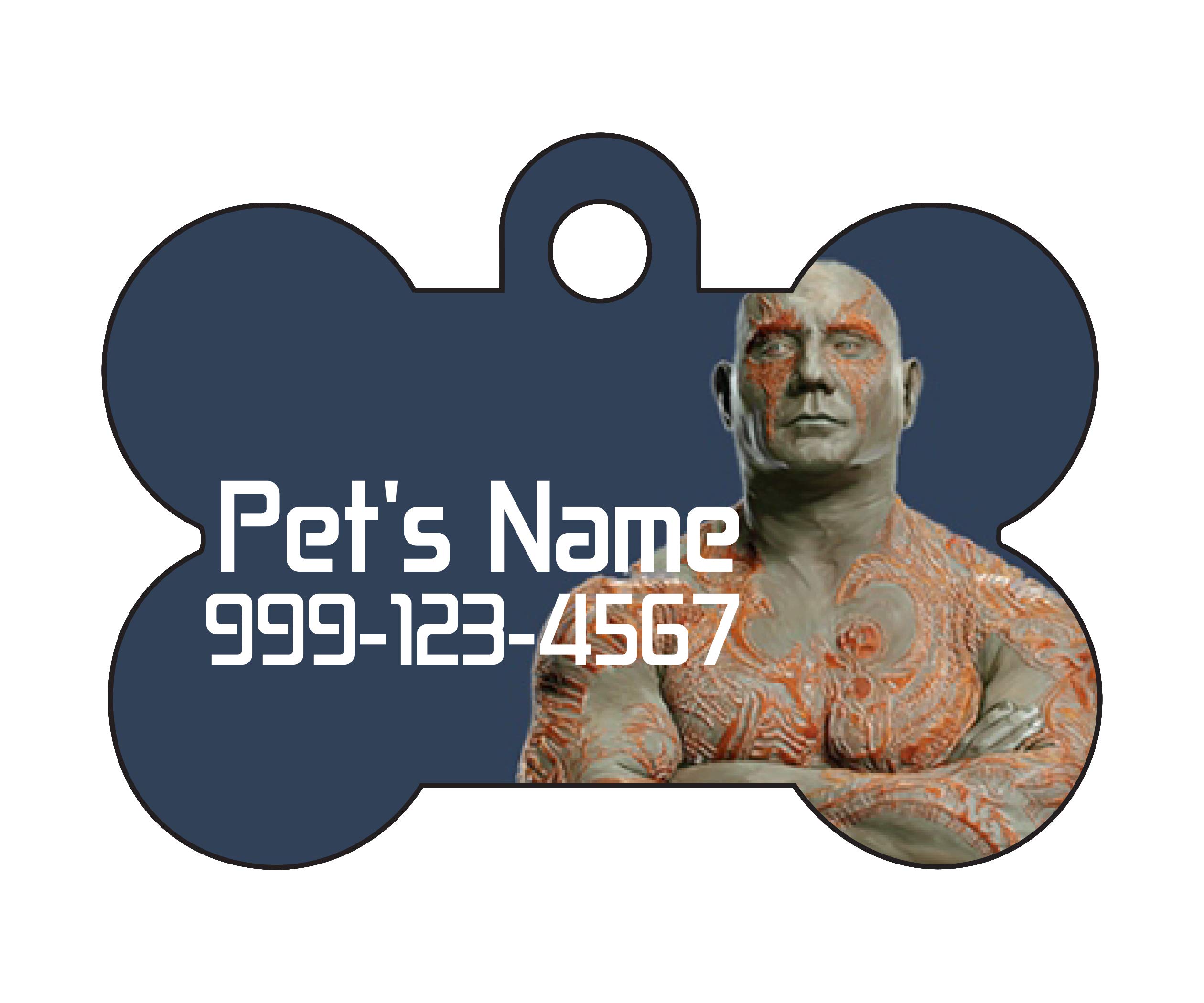 uDesignUSA Guardians of The Galaxy Pet Id Dog Tag Personalized with Your Pet's Name & Number (Drax)