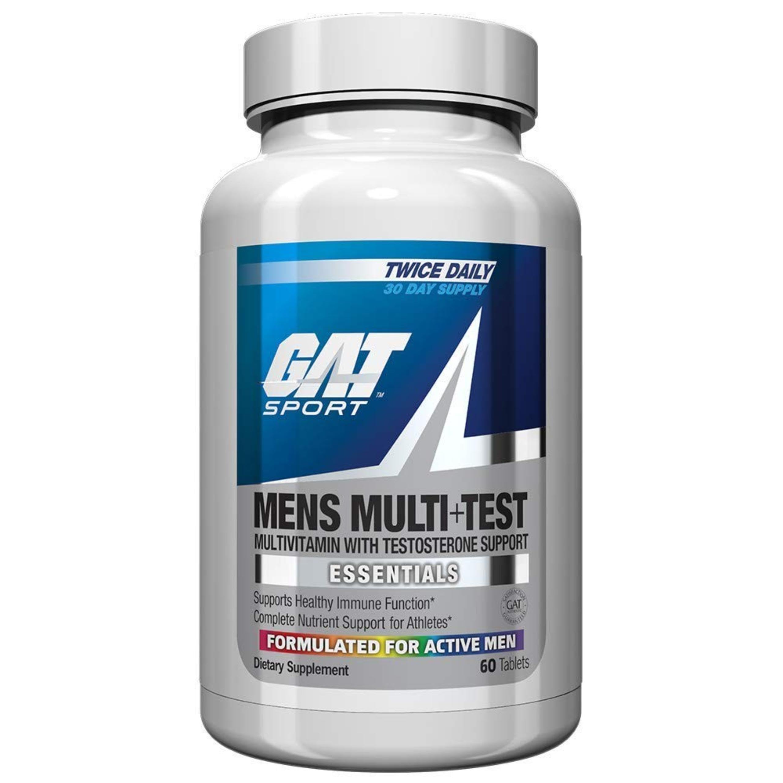 GAT Sport Men's Premium Multivitamin and Complete Testosterone Boosting Support (60 Tablets/30 Servings)