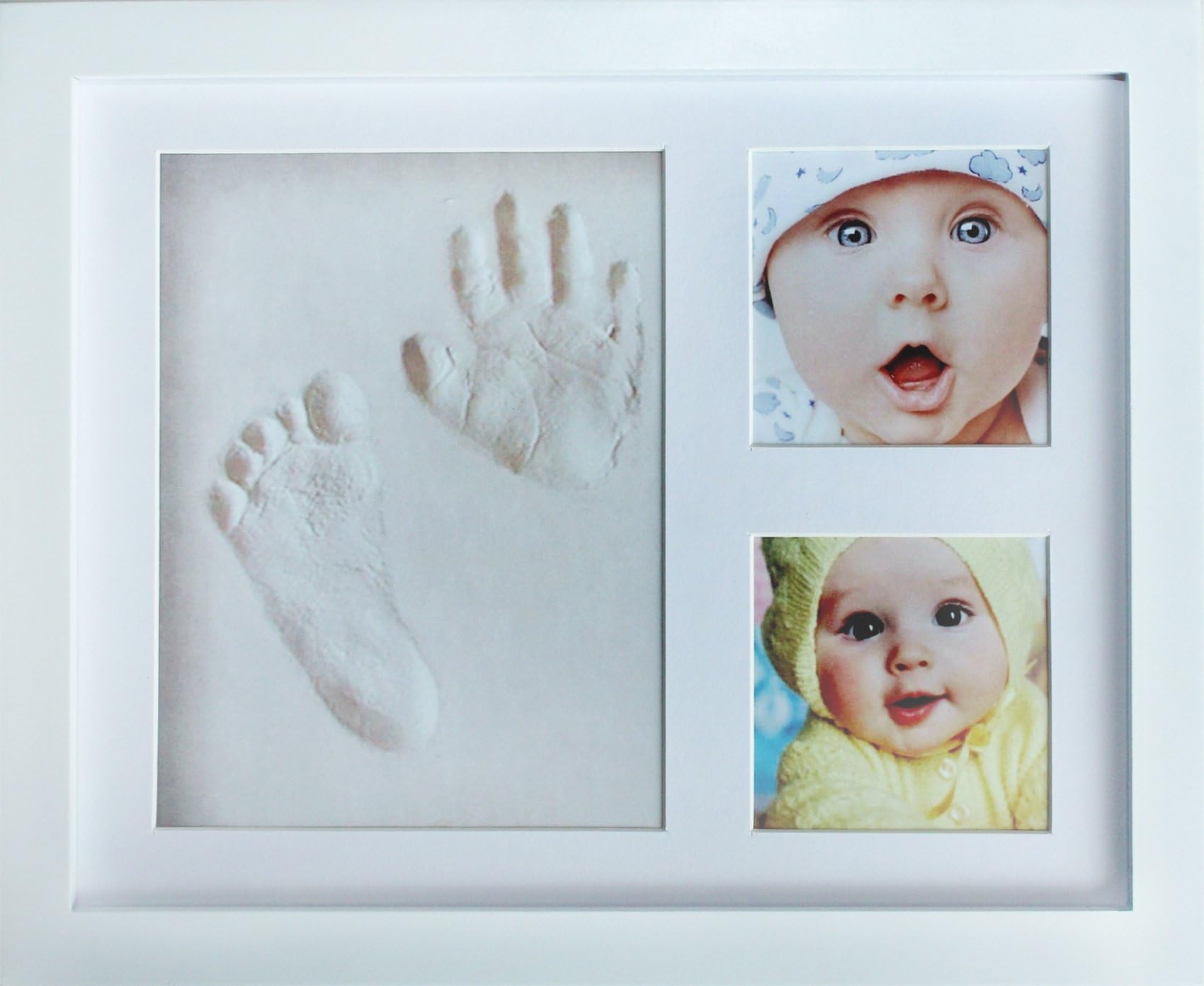 Newborn Baby Handprint Kit & Footprint Photo Frame. Shower Registry Gifts for Girls & Boys Craft Clay Mold Gift Set for Babys Infant & Kids Personalized Nursery Decor Keepsake Box Ideas