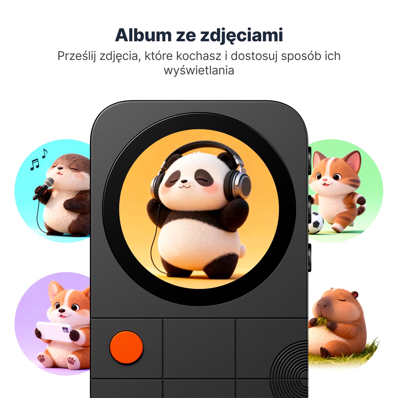 Fosi Audio MD3 Przenośny HiFi Wzmacniacz Słuchawkowy USB DAC Amp Dongle z Magnetycznym Mocowaniem, 1.28" Wyświetlacz, ES9039Q2M, 3.5mm + 4.4mm, PCM 32bit/384kHz, DSD256, do Telefonu, Tabletu i PC