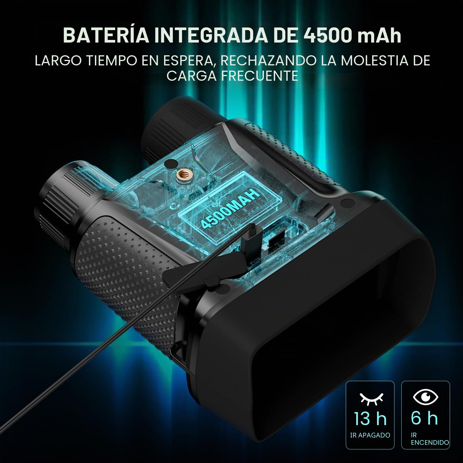 Binoculares Visión Nocturna 4K 36 MP, Zoom Digital 8X y Tarjeta de 32 GB para Fotos y Videos, Pantalla HD de 4,5", Visor Nocturno Infrarroja de 7 Niveles, Alcance de 400 m
