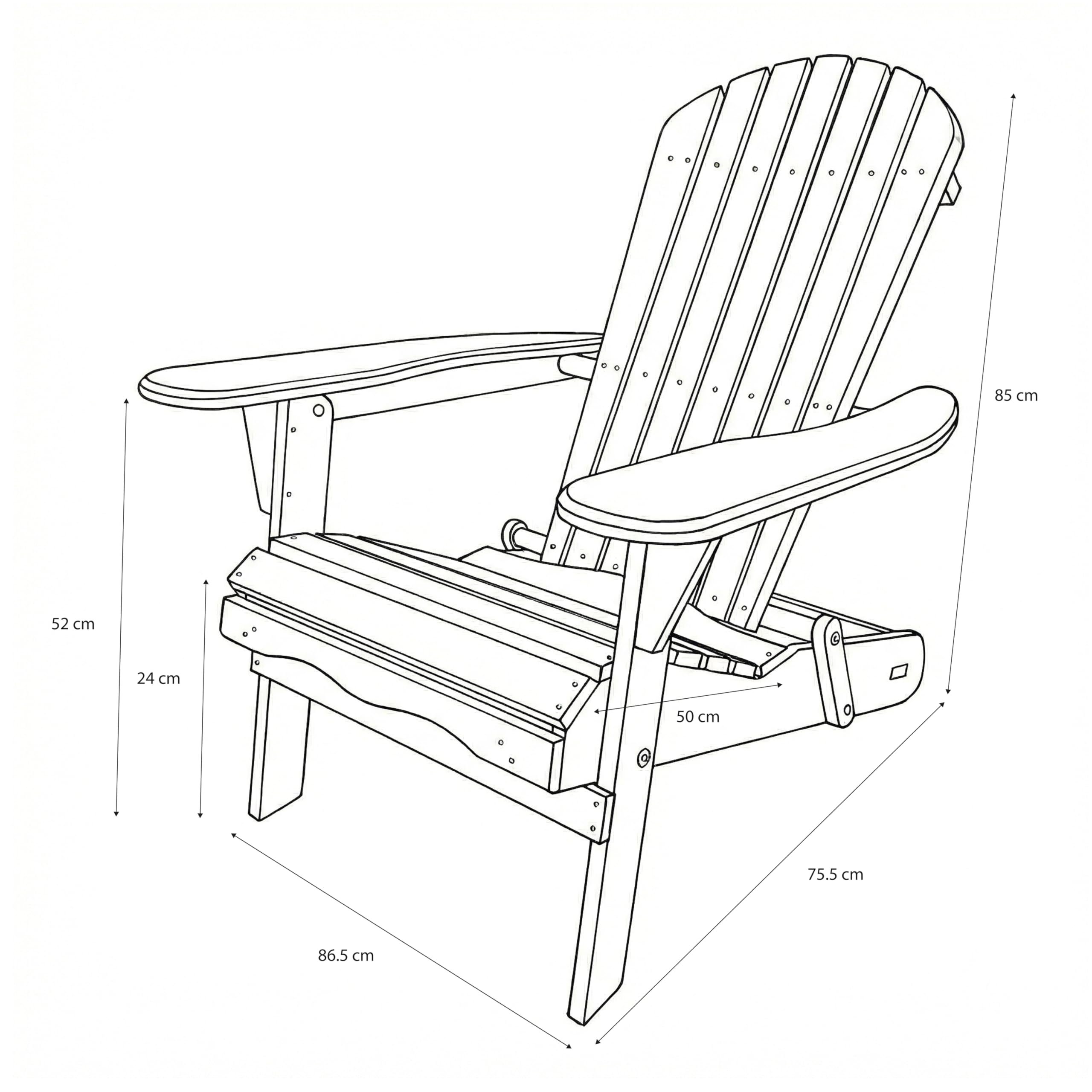 AXI Rosalie Chaise Adirondack en Bois, Couleur Grise | Transat/Chaise Longue/Assise De Jardin / 100% Bois De Pruche pour 1 Personne, avec Accoudoirs Et Dossier Haut | 75,5 X 86,5 X 85 Cm
