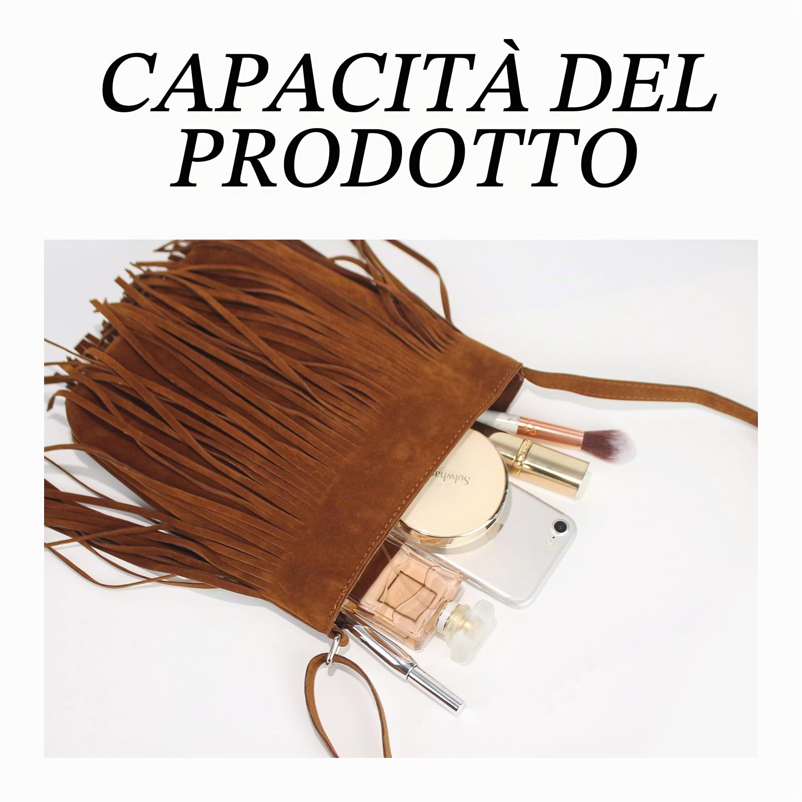 Borsa a Tracolla con Frange Stile Western per Donna Tote Bag Boho Con Nappe Hobo Borsa a Spalla