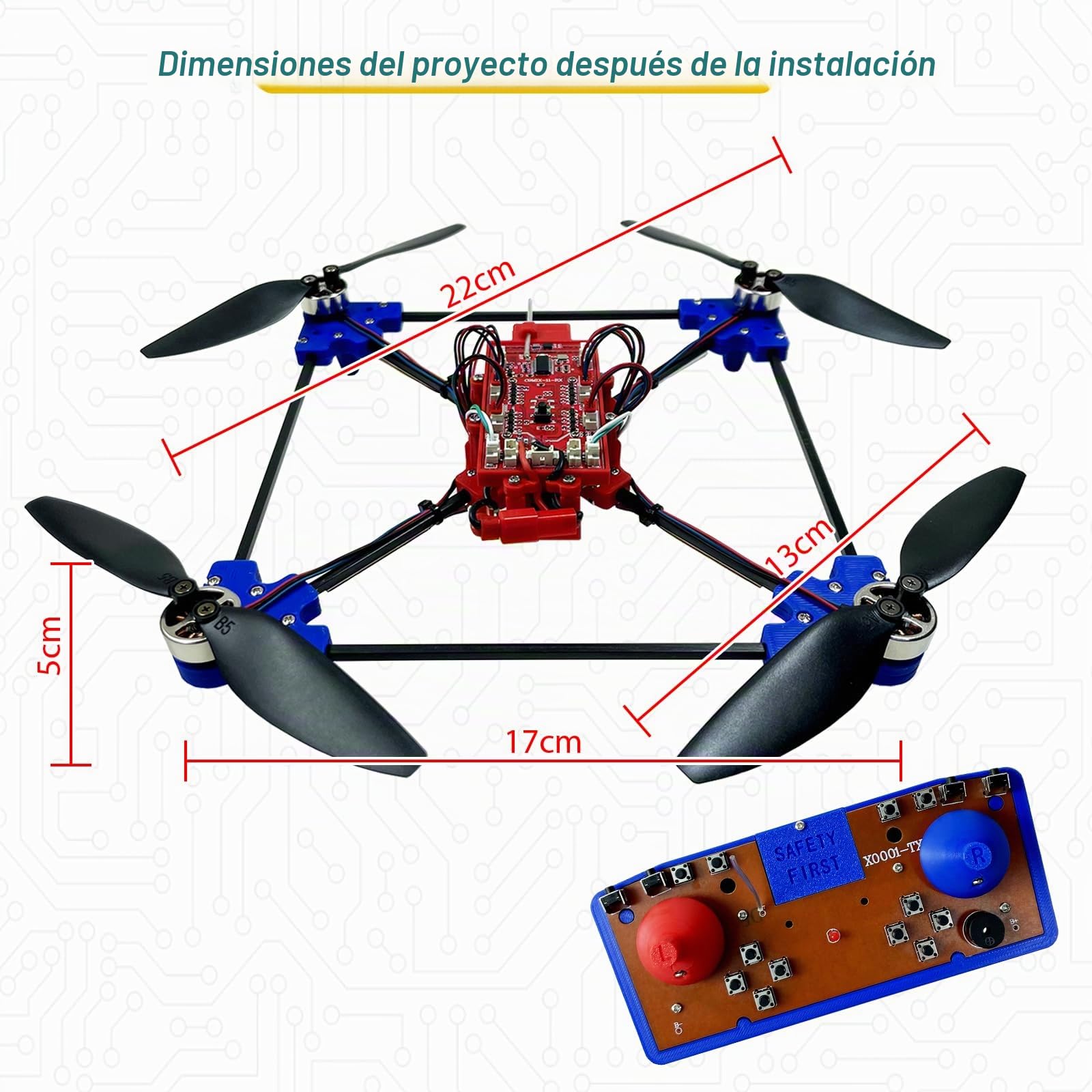 Kit de dron cuadricóptero DIY Un proyecto STEM único con motor sin escobillas, flotación por flujo óptico, despegue y aterrizaje con un clic y giro de 360° para entusiastas del bricolaje, para