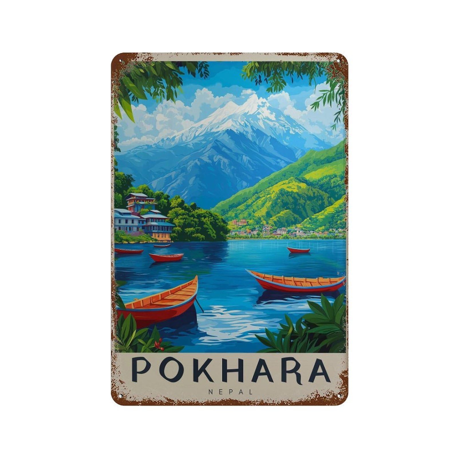 xiaoxiaoshen Pokhara Nepal Travel Annapurna & Phewa Lake (2) Wall Decor Art Metal Tin Poster Modern Home Decor Art Home Bar Shop Decorations Vintage Sign 30x20cm
