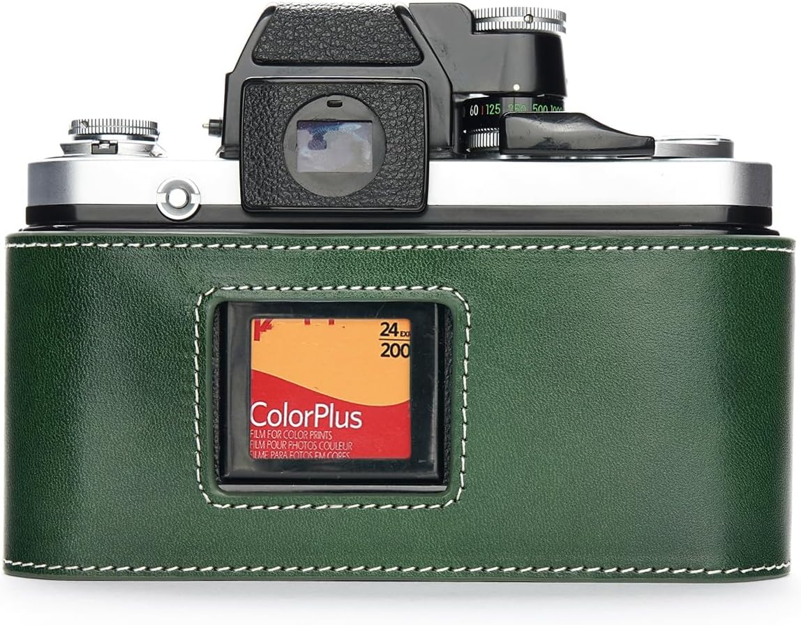 TP Original Handmade Genuine Real Leather Half Camera Case Bag Cover for Nikon F2 F2A F2AS Green color