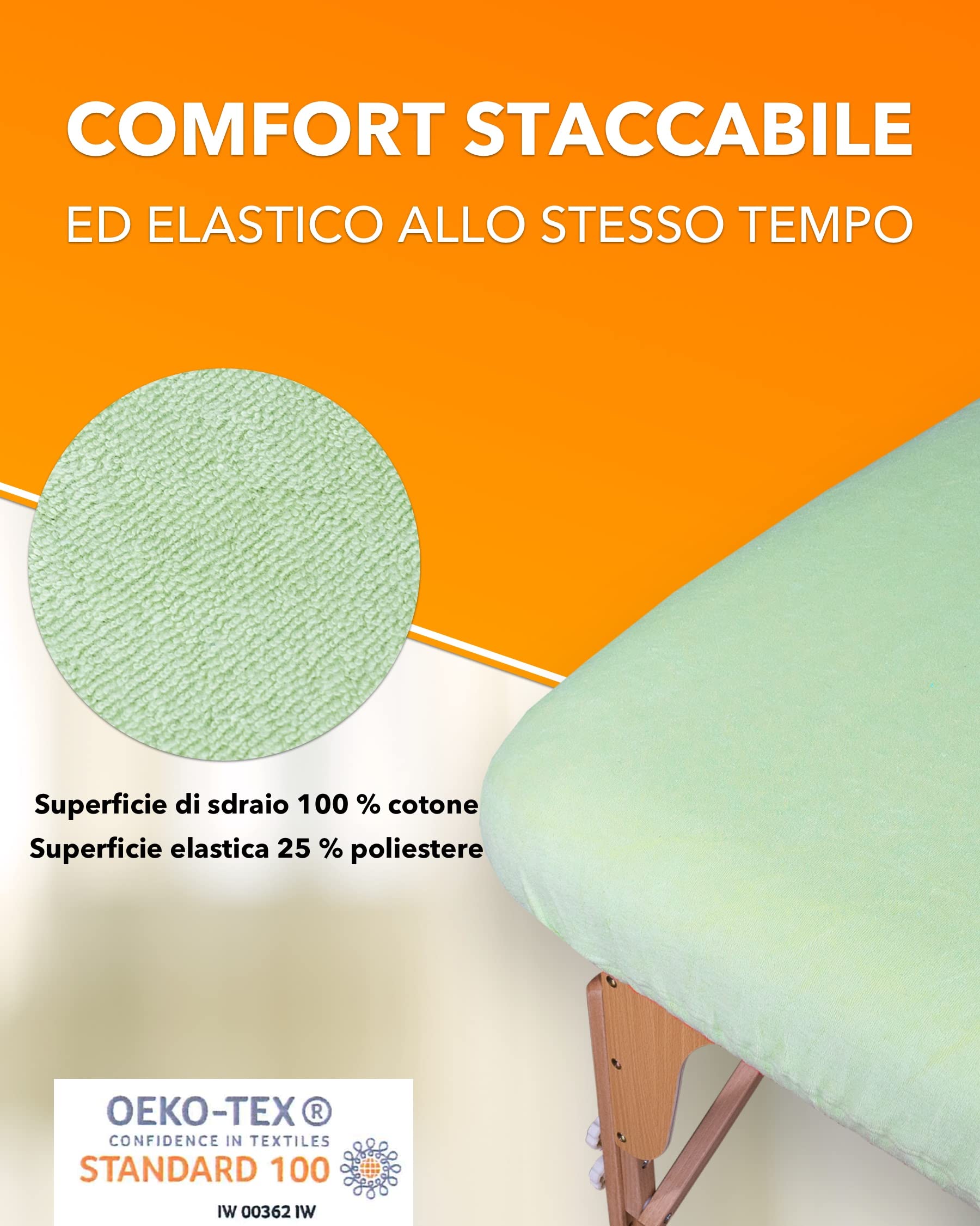 Copertura per lettini da massaggio in morbida spugna lavabile a 60° verde menta