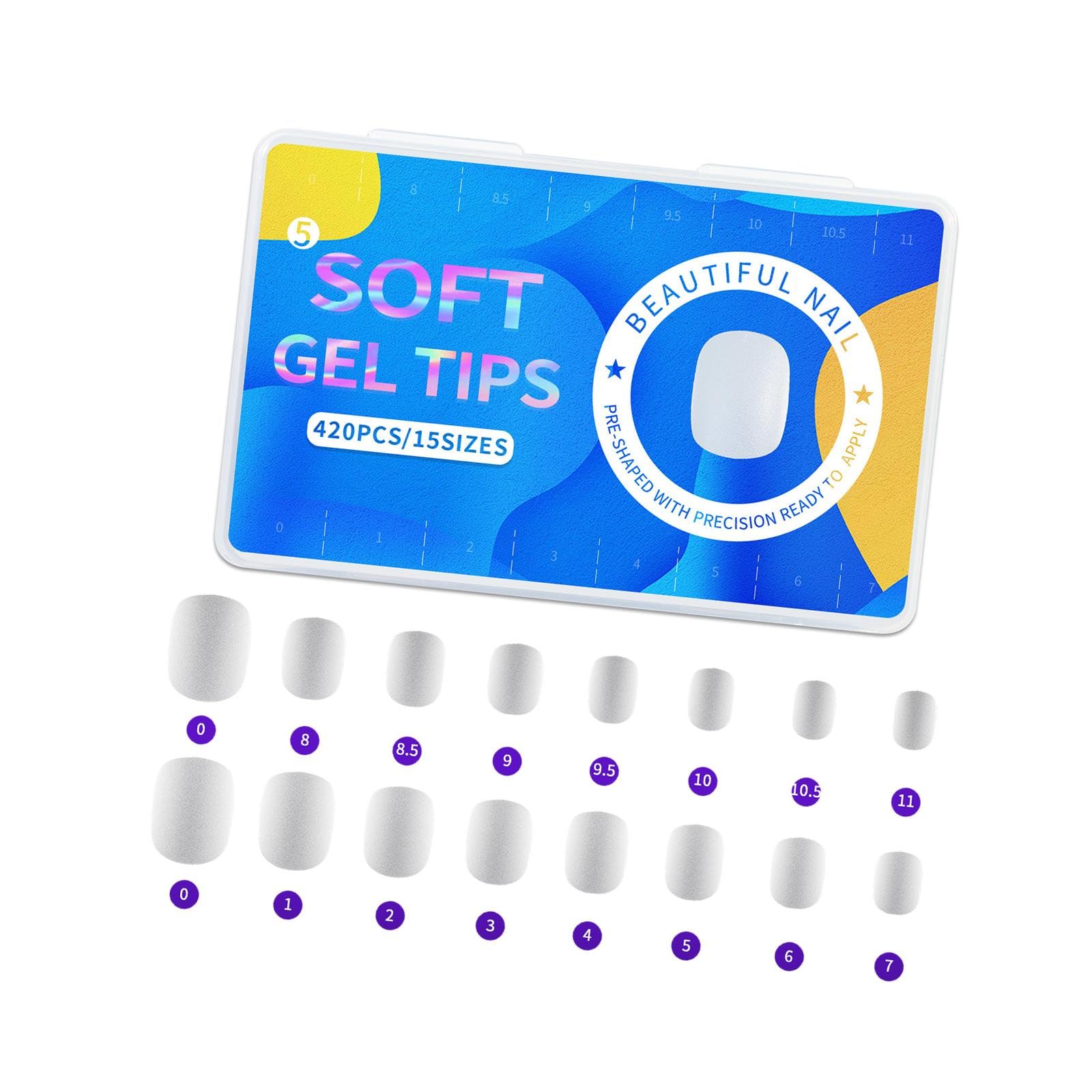 SECRET DESIRE 420 Pieces Gel Nail Tips Clear for Acrylic Nail Dip Powder Nails Gifts Women Style E