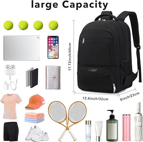 Miniatura 2 de Mochila de tenis para mujeres y hombres, bolsa de tenis con capacidad para 2 raquetas, calabaza de bádminton, pelotas de paletas de pickleball