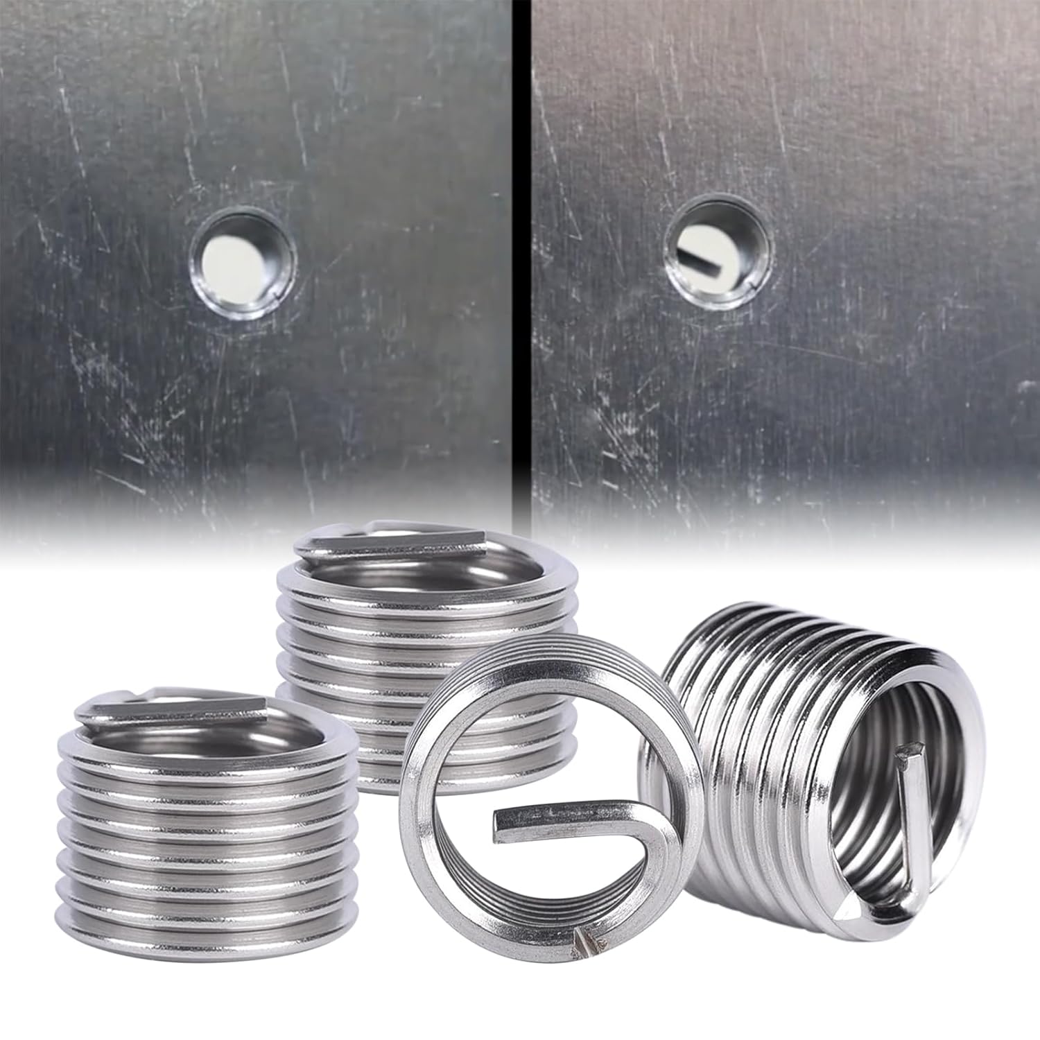 200Pcs Wire Thread Inserts, 304 Stainless Steel Metric M6x1 Helical Threaded Inserts Coiled Wire Screw Repair Kit for Automotive Repairs (1.5D)