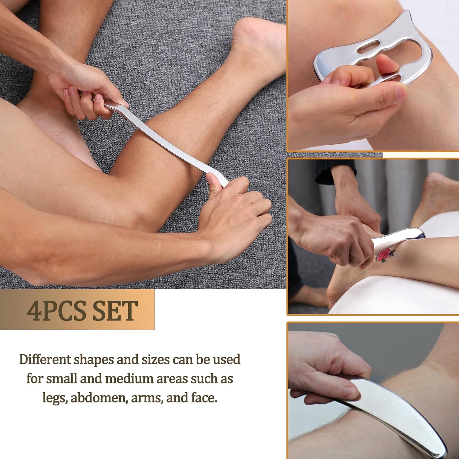 FeelFree Sport 4 in 1 Muscle Scraper Tool Set-Gua Sha Massage Scraping Tools for Soft Tissue Mobilization,Physical Therapy for Back, Legs, Arms - Image 2