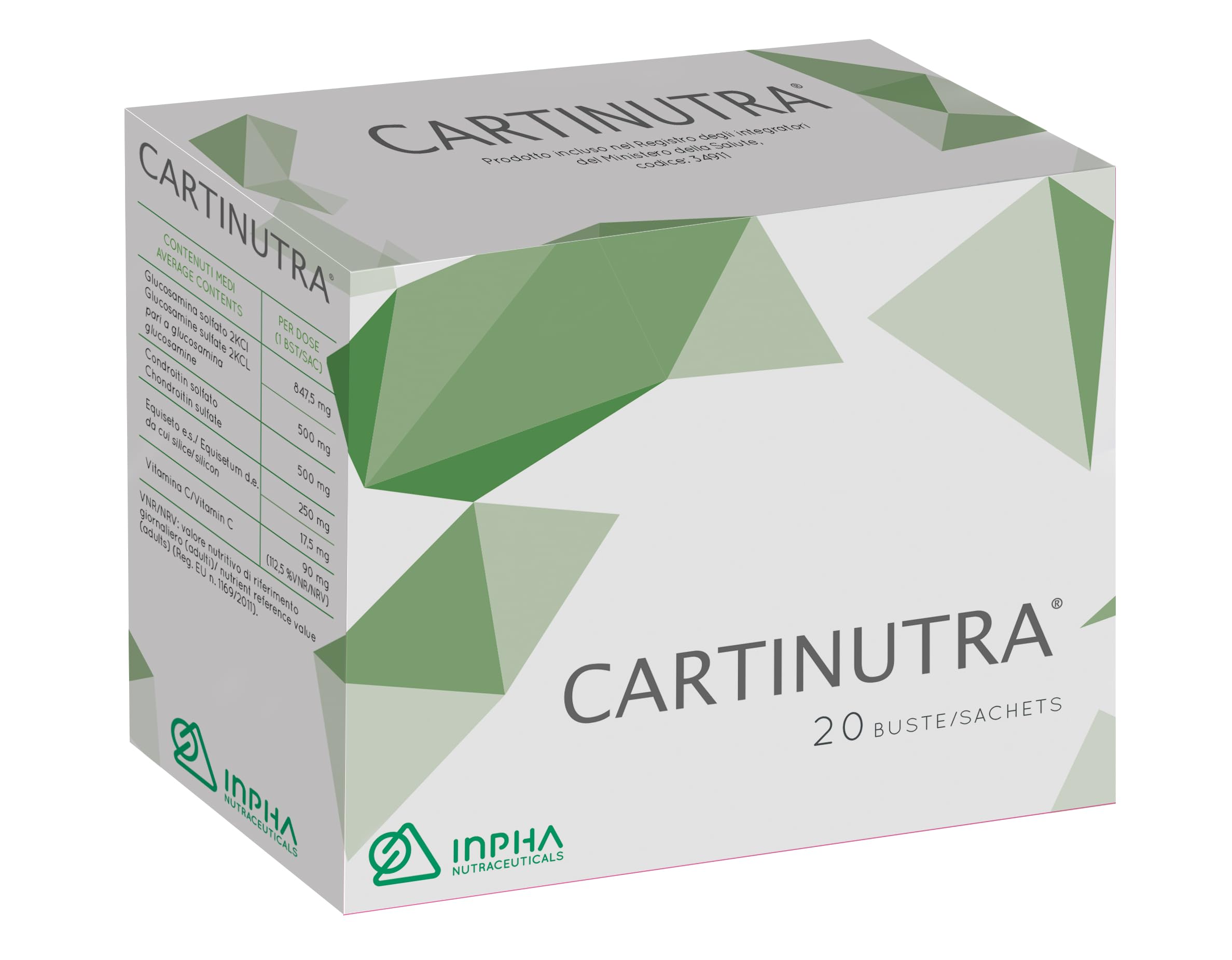 CARTINUTRA® Integratore Articolazioni e cartilagini con Glucosamina e Condroitin Solfato, Silicio Organico e Vitamina C ● Senza Glutine e naturalmente senza Lattosio ● 20 Bustine Gusto Tropical