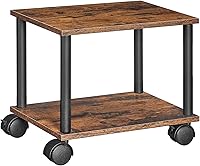 Vista 1 de HOOBRO Printer Stand, 2-Tier Industrial Mobile Under Desk Printer Cart with Shelf, Heavy Duty Machine Rack on Wheels for Home, Office, Rustic Brown