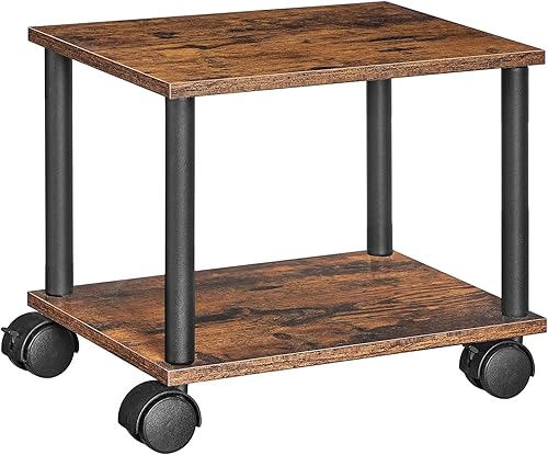 HOOBRO Soporte para impresora, carrito industrial de 3 niveles para impresora debajo del escritorio con estante, estante de máquina resistente con