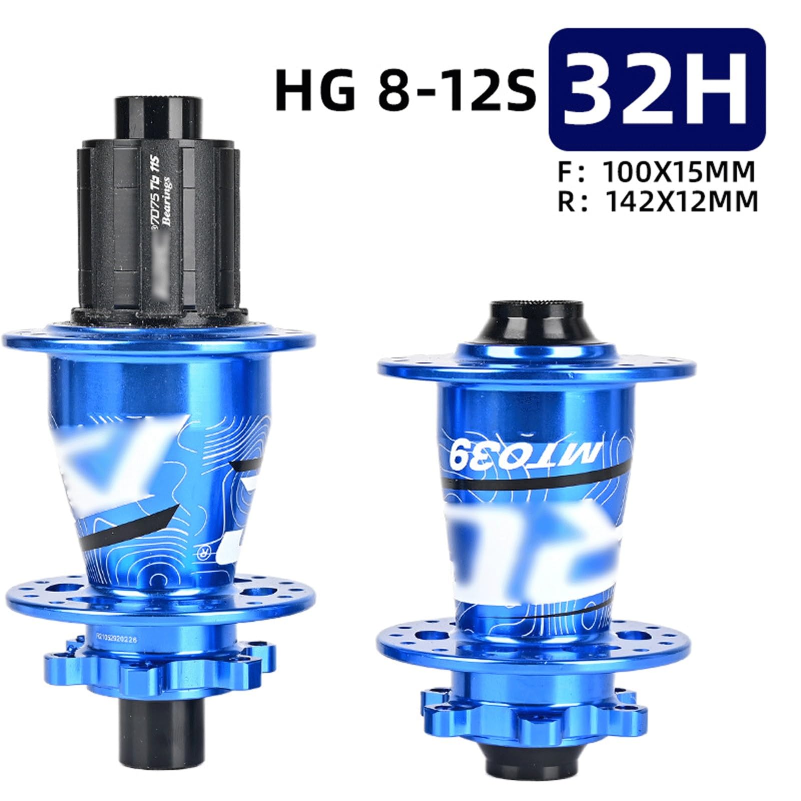 Set di Mozzi Anteriori Posteriori per Mountain Bike 32 Fori 6 Bulloni Mozzo Freno a Disco Sgancio Rapido/Passante Mozzo Alxe HG/XD/MS(Blue Ta,MS)