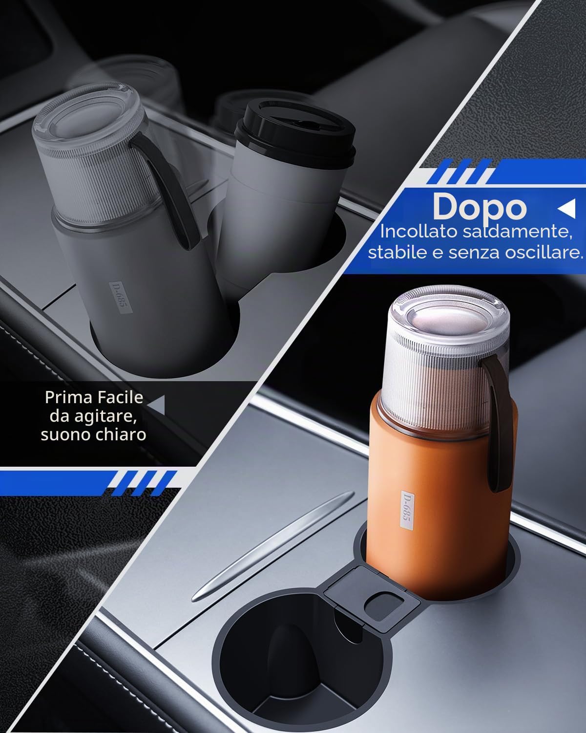 4 Pz Accessori per Tesla Model Y 2021-2024 e Model 3 2021-2023, Organizer per Console Centrale, Scatola di Immagazzinamento per Bracciolo, Scatola Portaoggetti Nascosta e Portabicchieri